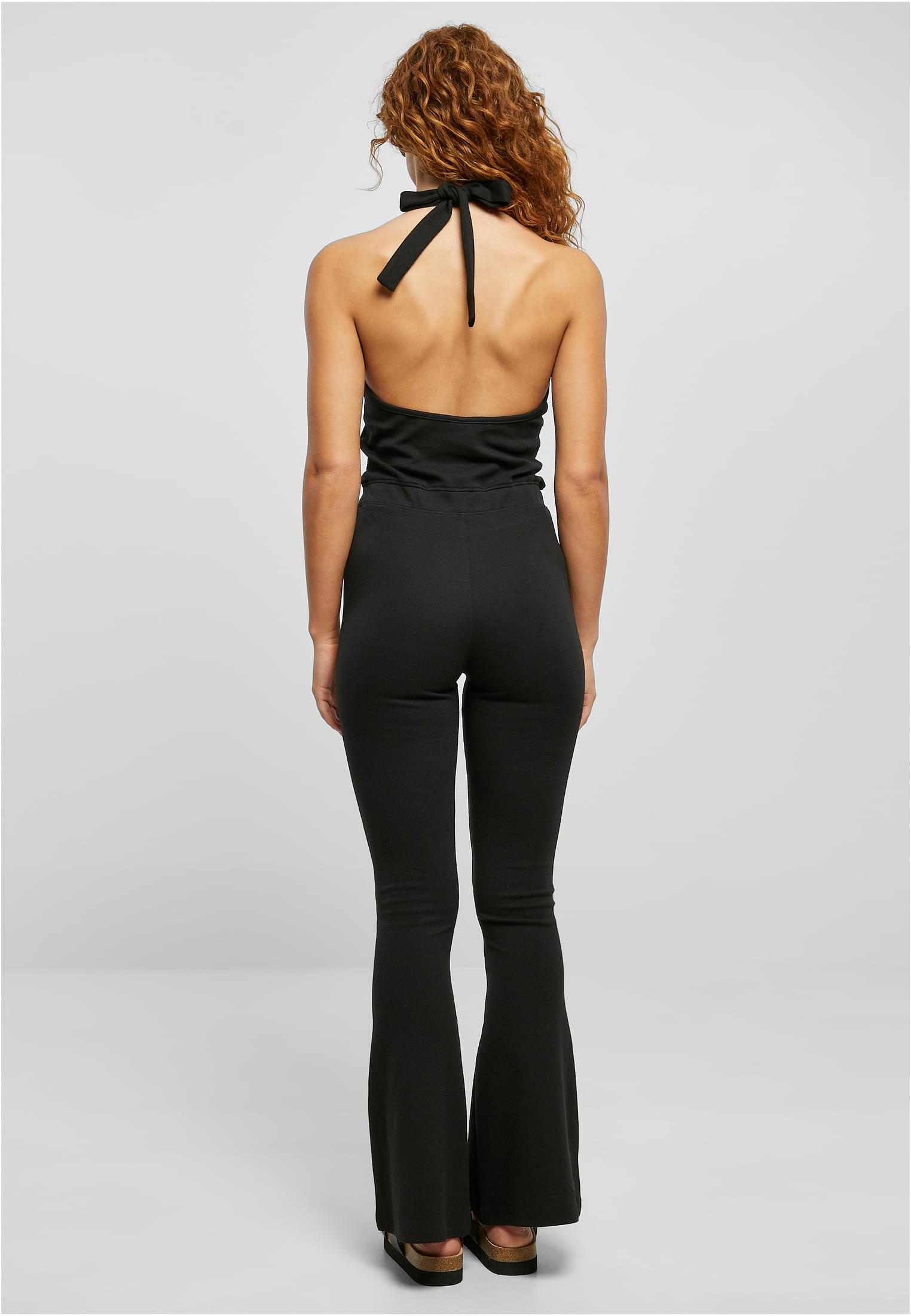 Ladies Stretch Interlock Neckholder Jumpsuit | black