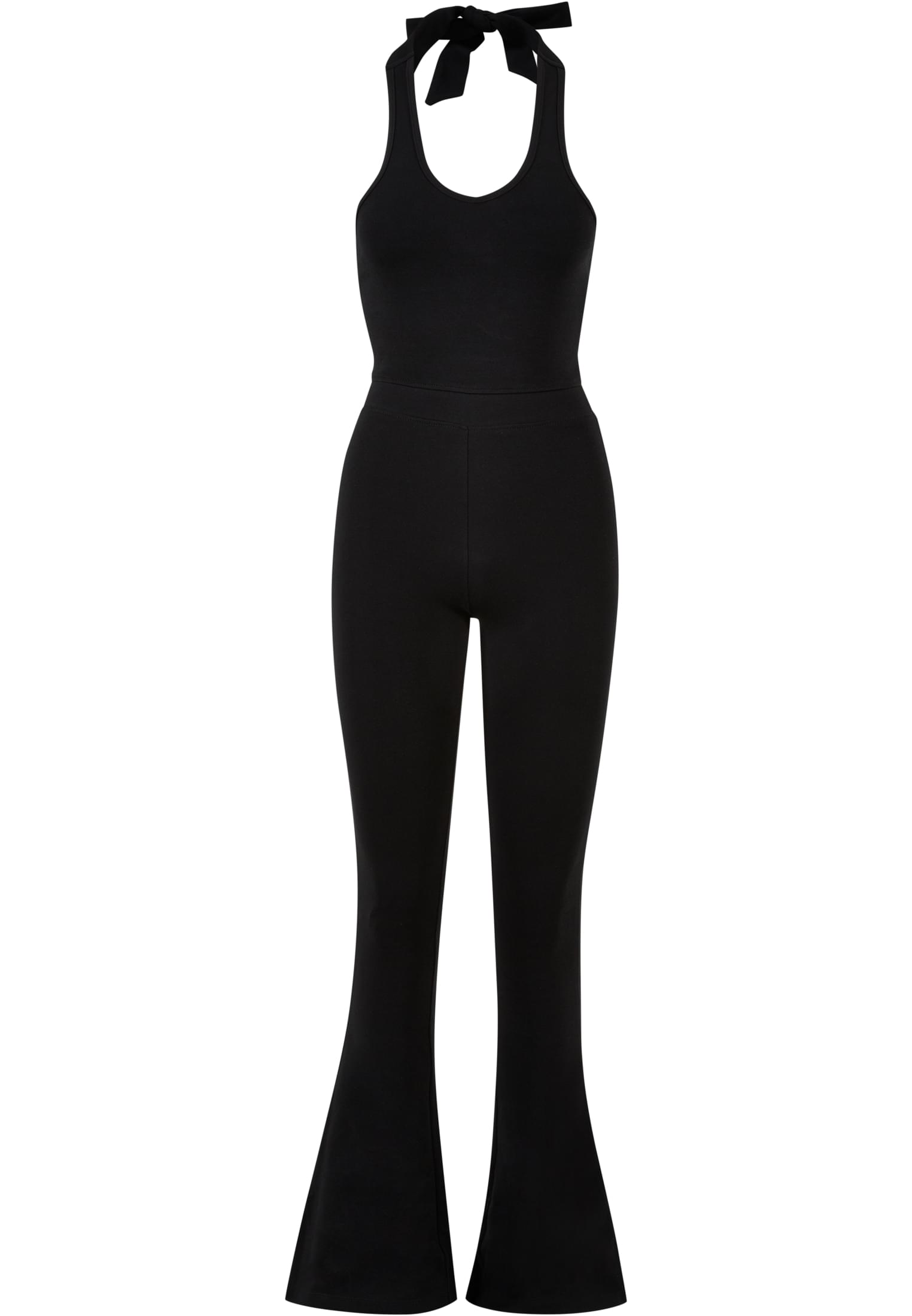 Ladies Stretch Interlock Neckholder Jumpsuit | black