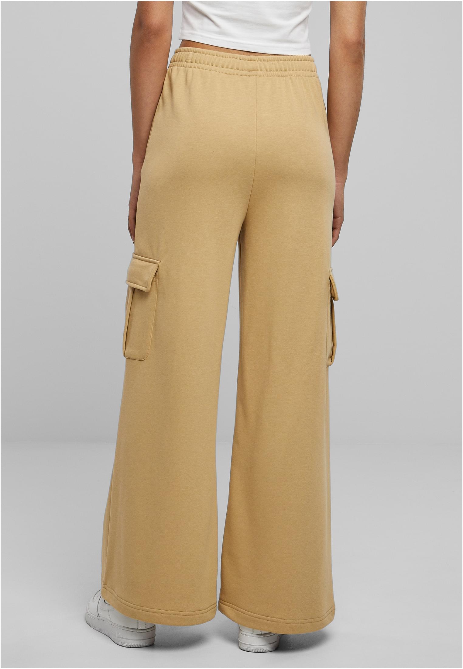 Ladies Highwaist Wide Leg Cargo Terry Pants | unionbeige