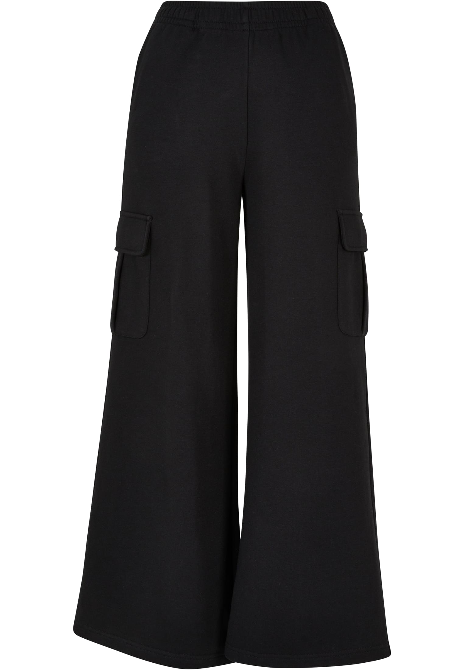 Ladies Highwaist Wide Leg Cargo Terry Pants | black