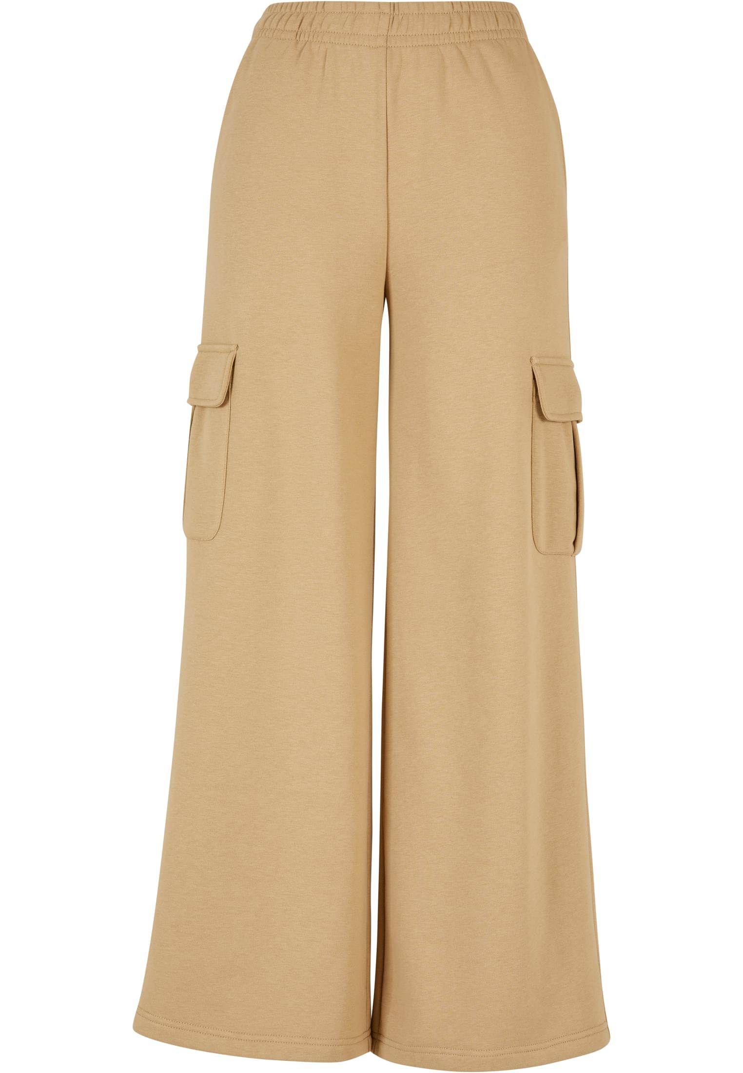 Ladies Highwaist Wide Leg Cargo Terry Pants | unionbeige