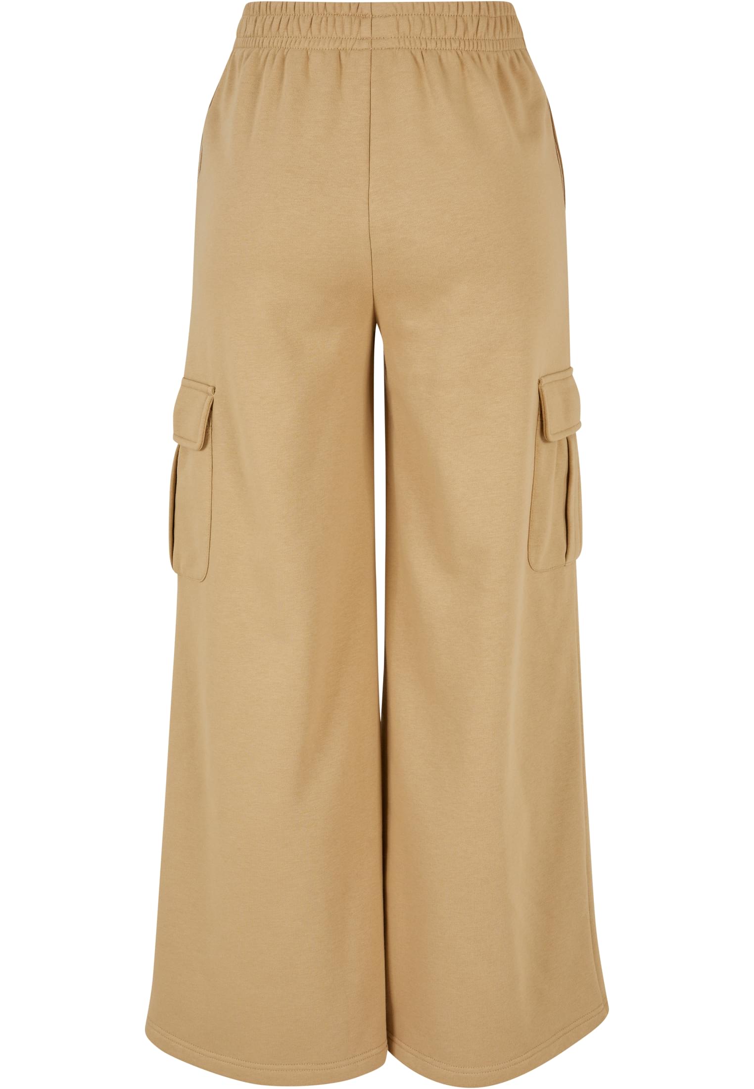 Ladies Highwaist Wide Leg Cargo Terry Pants | unionbeige