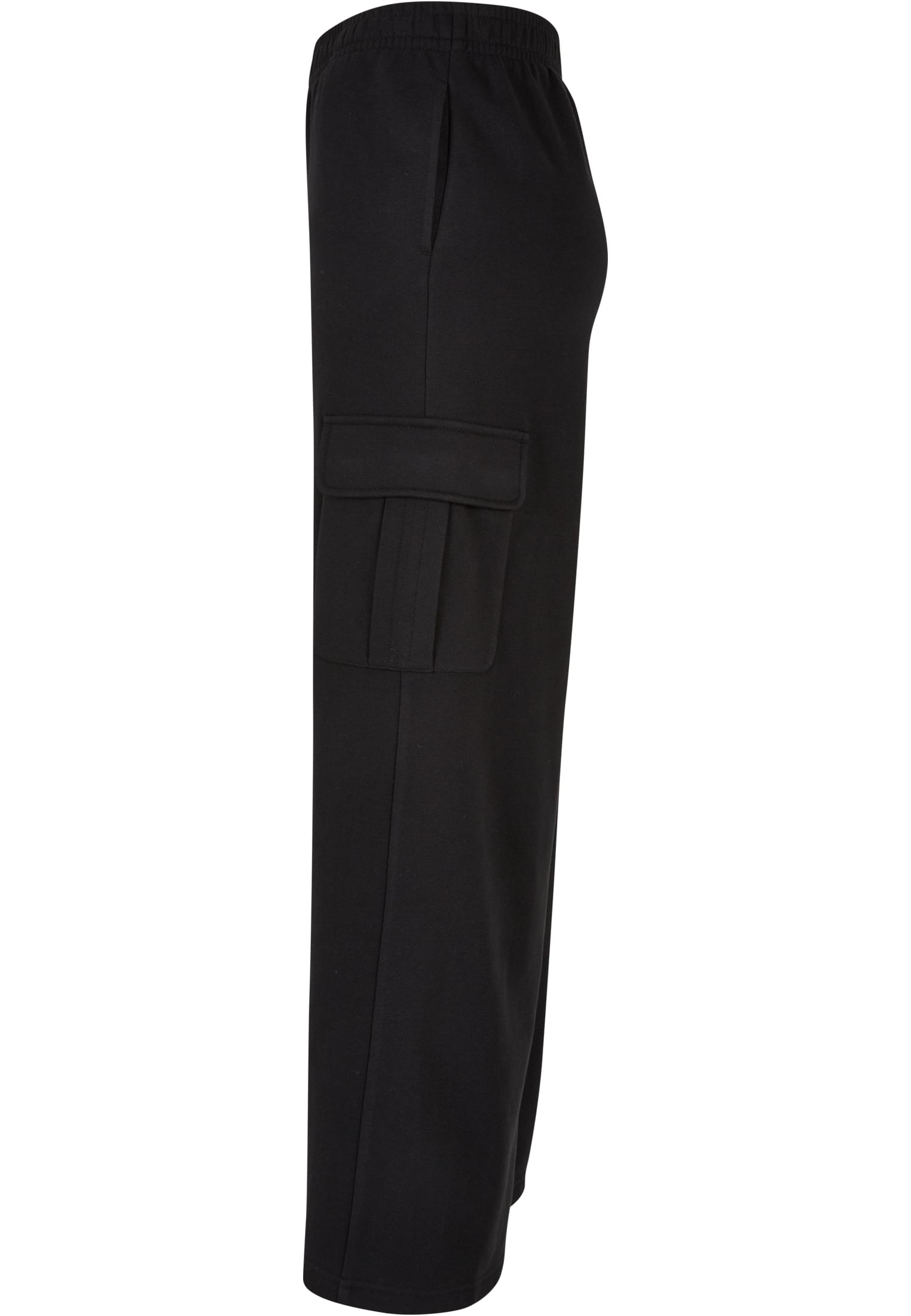 Ladies Highwaist Wide Leg Cargo Terry Pants | black