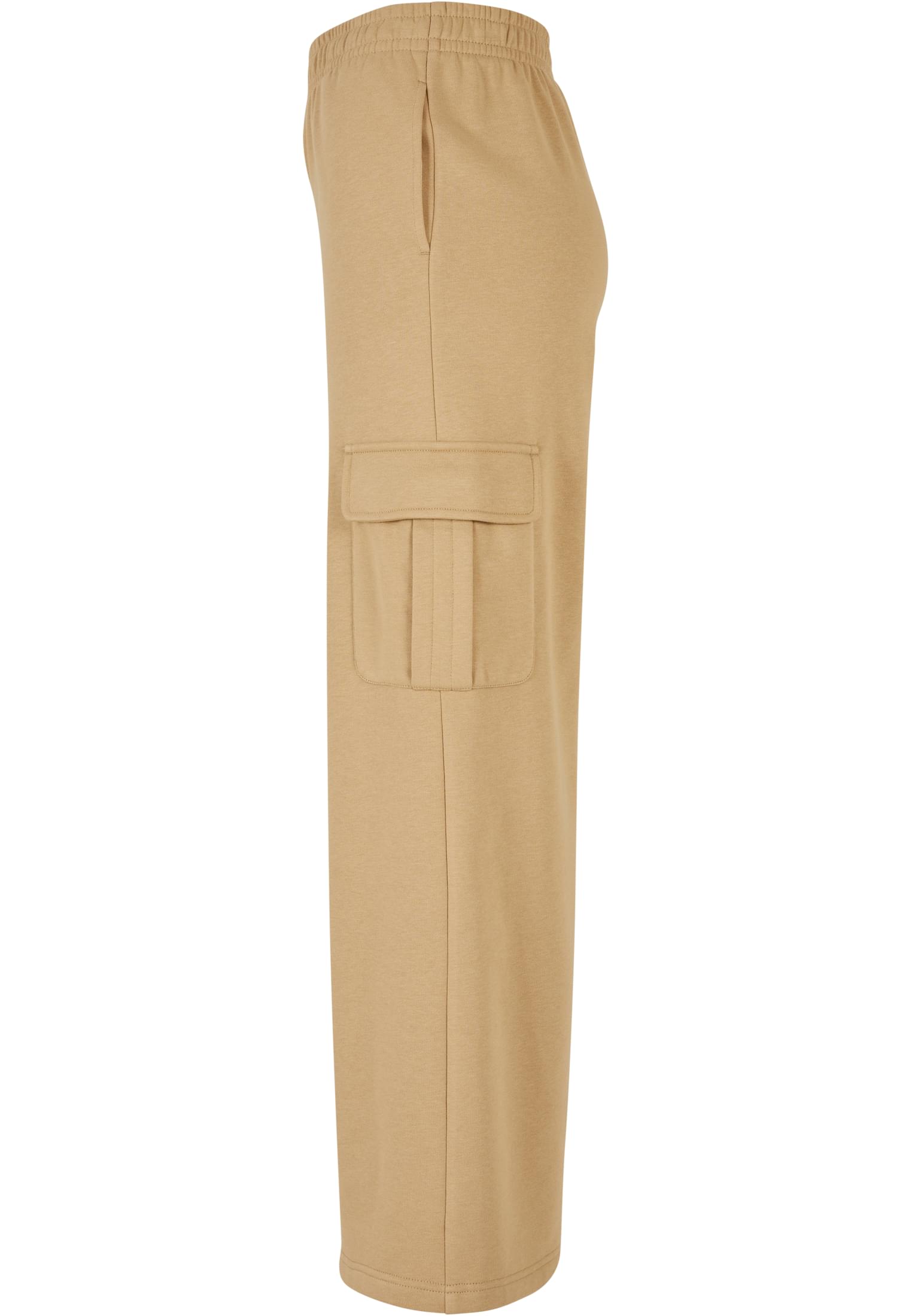 Ladies Highwaist Wide Leg Cargo Terry Pants | unionbeige