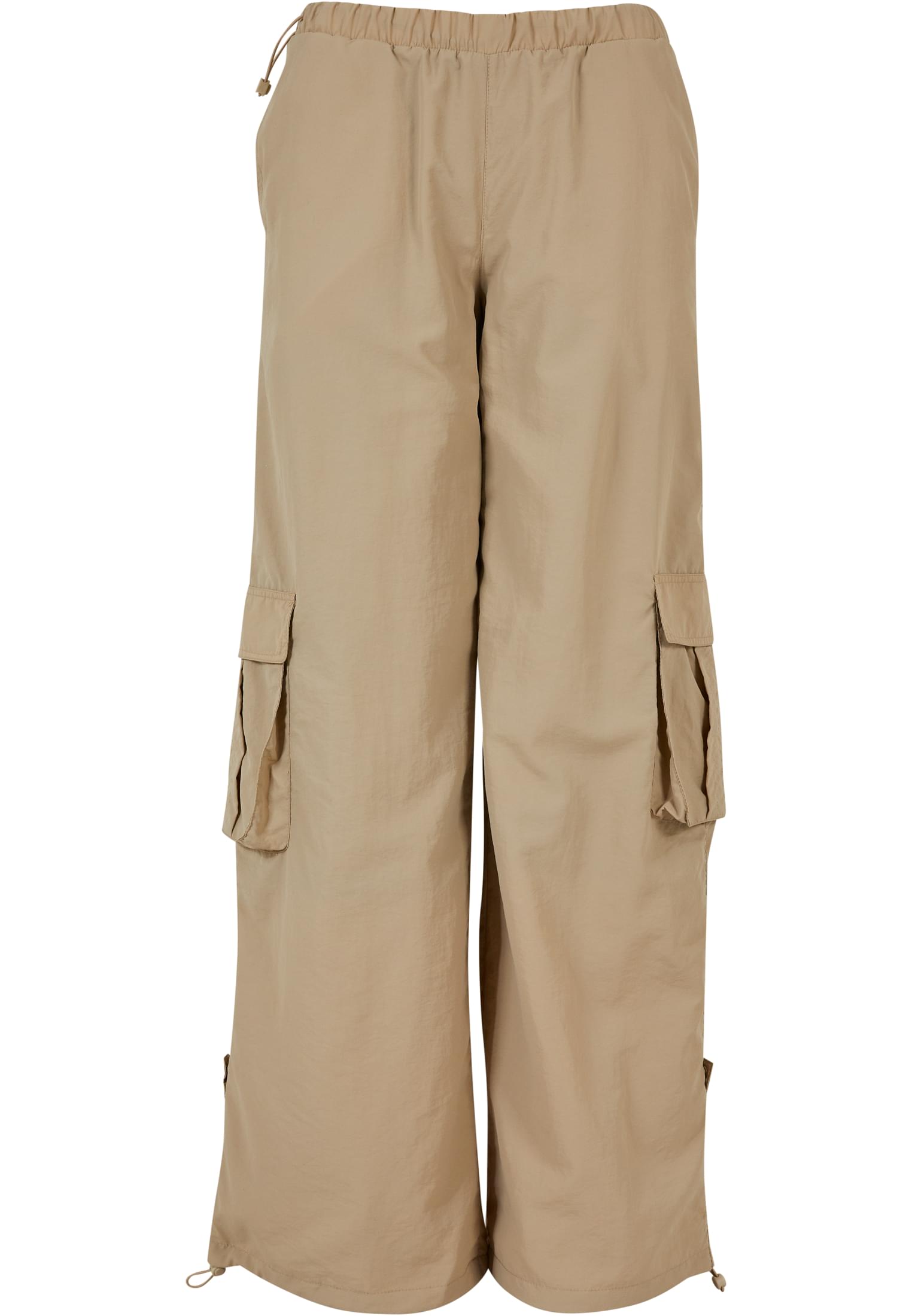 Ladies Wide Crinkle Nylon Cargo Pants | concrete