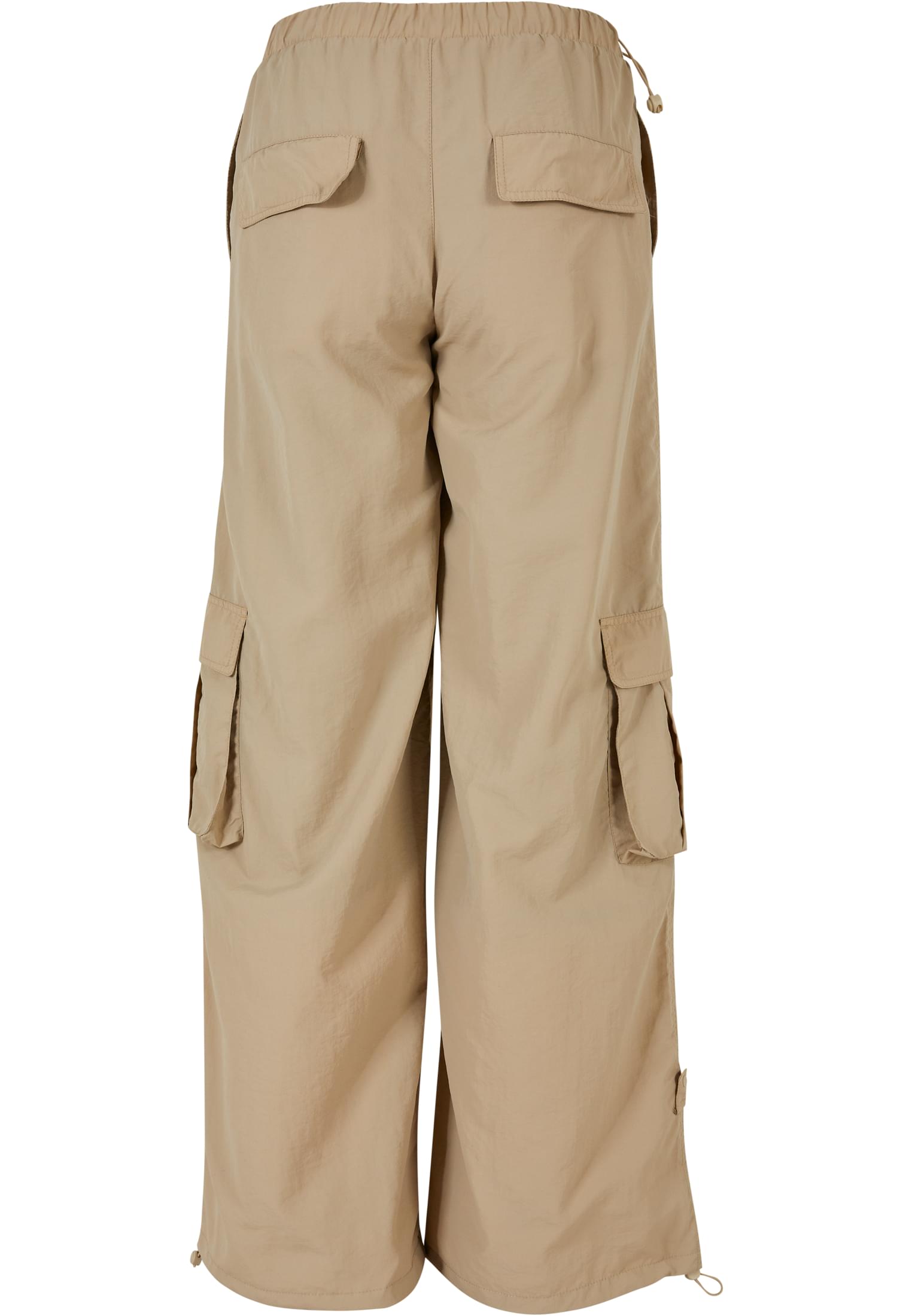 Ladies Wide Crinkle Nylon Cargo Pants | concrete