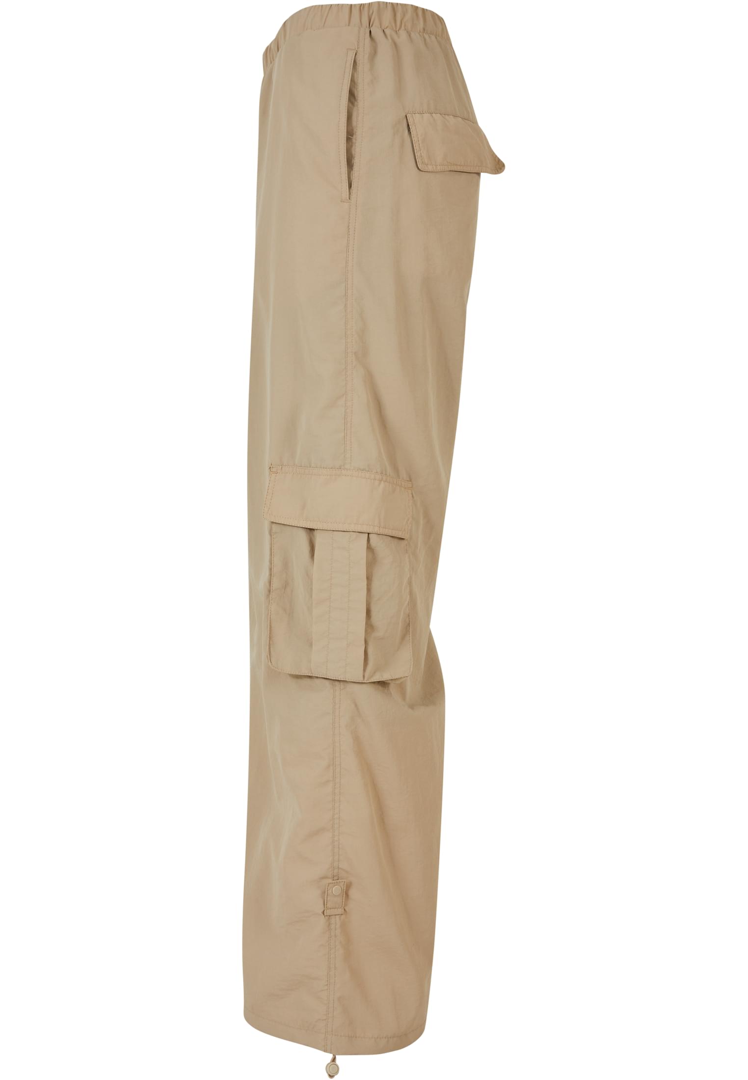 Ladies Wide Crinkle Nylon Cargo Pants | concrete