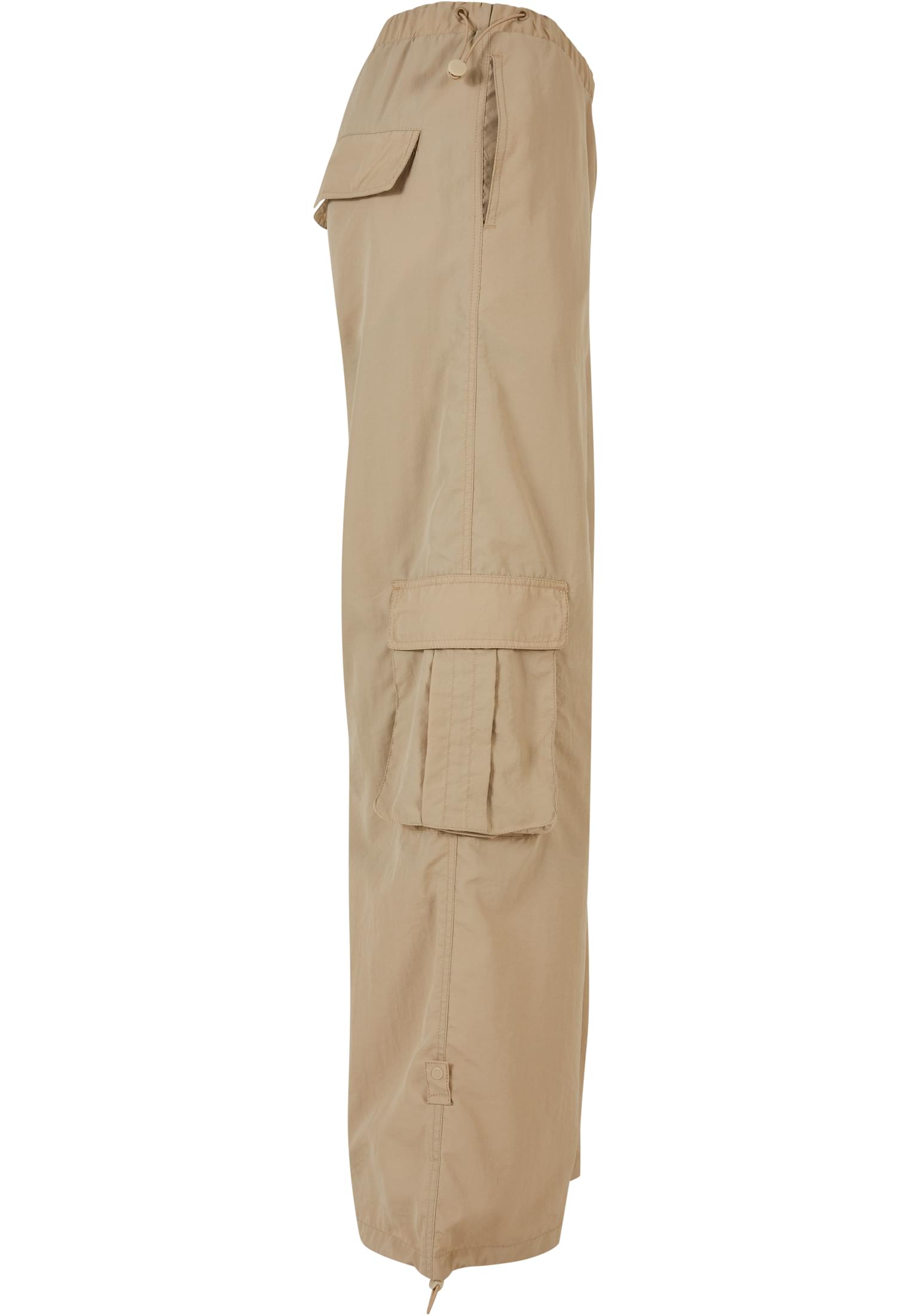 Ladies Wide Crinkle Nylon Cargo Pants | concrete