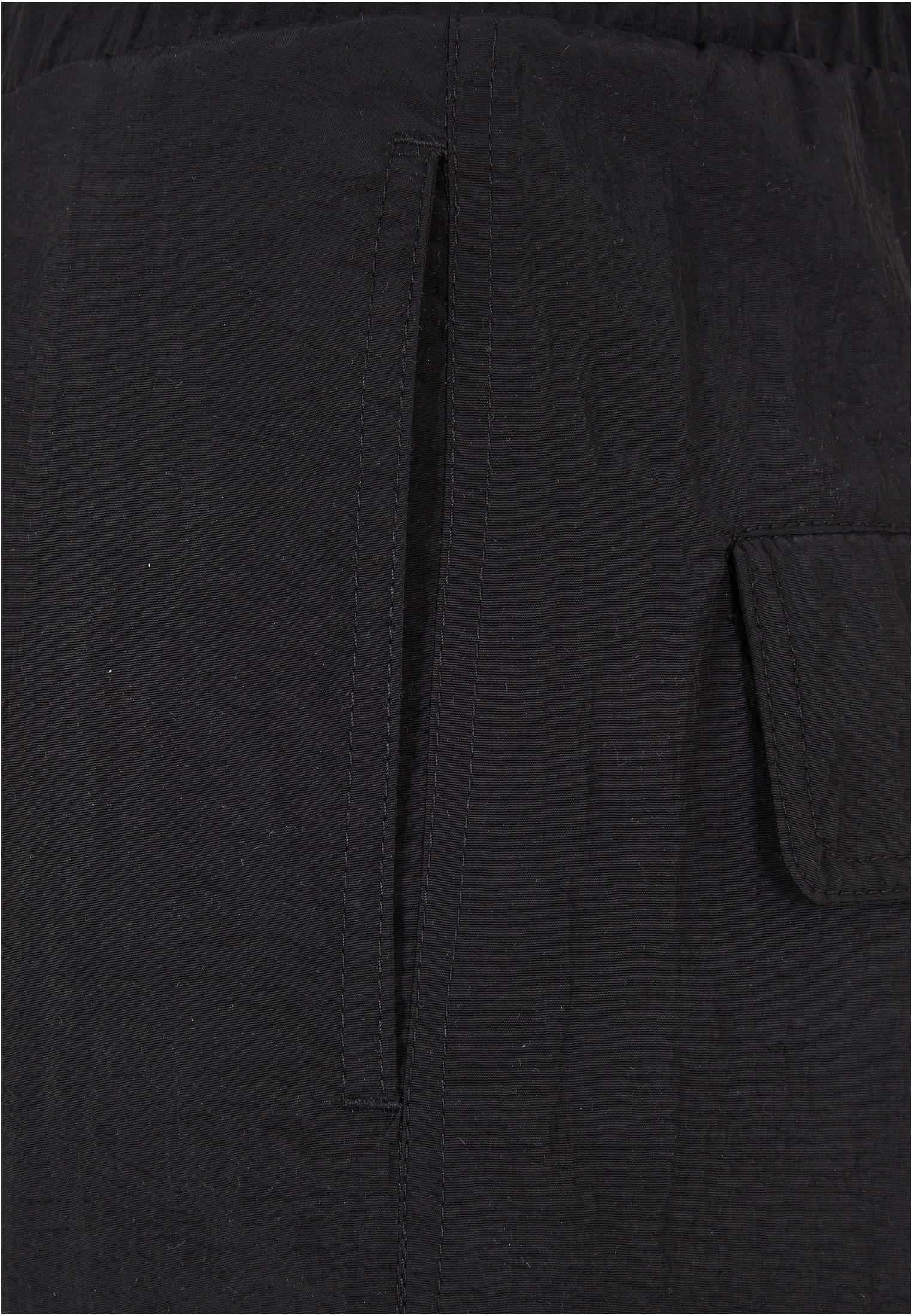 Ladies Wide Crinkle Nylon Cargo Pants | black