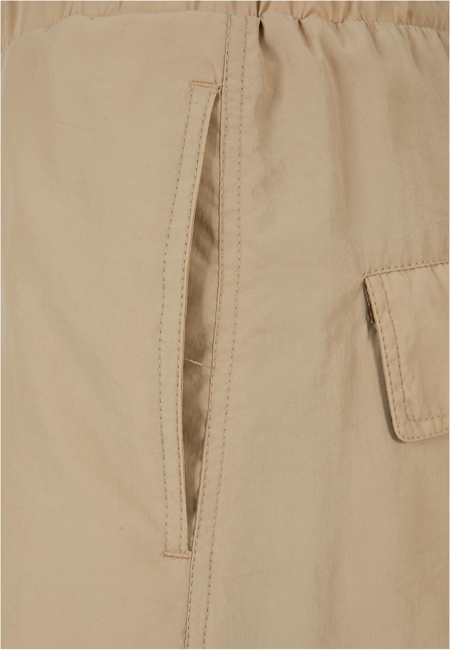 Ladies Wide Crinkle Nylon Cargo Pants | concrete