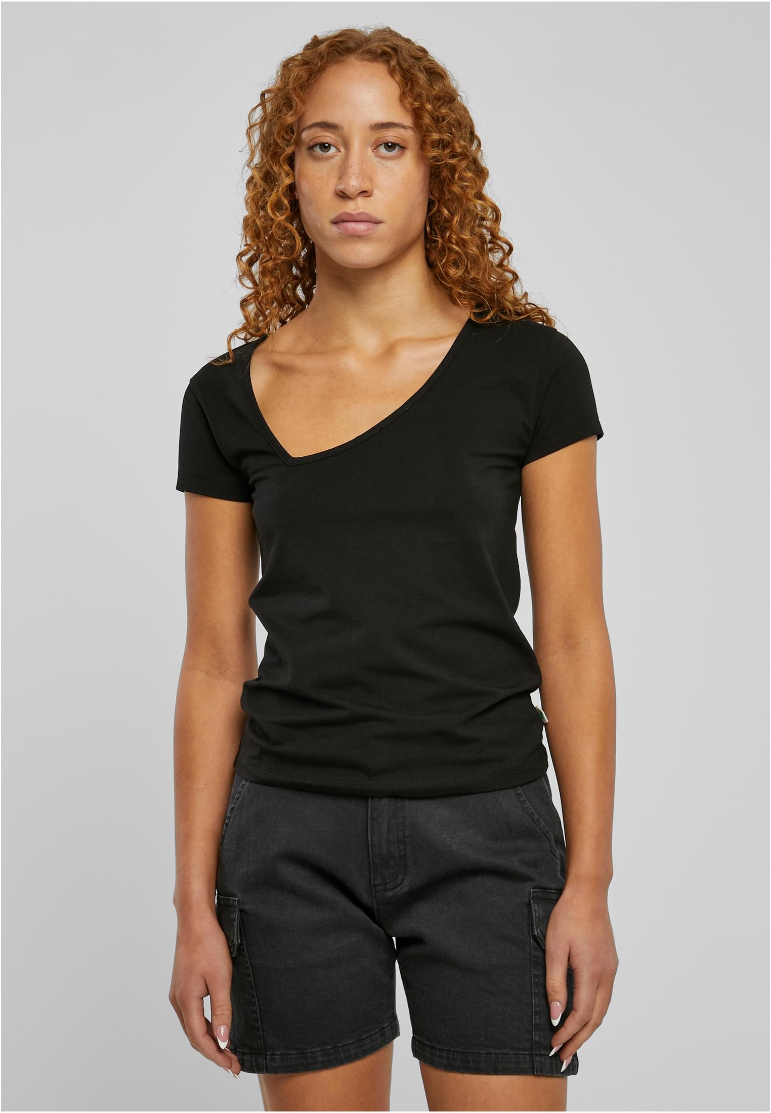 Ladies Organic Asymmetric Neckline Tee | black