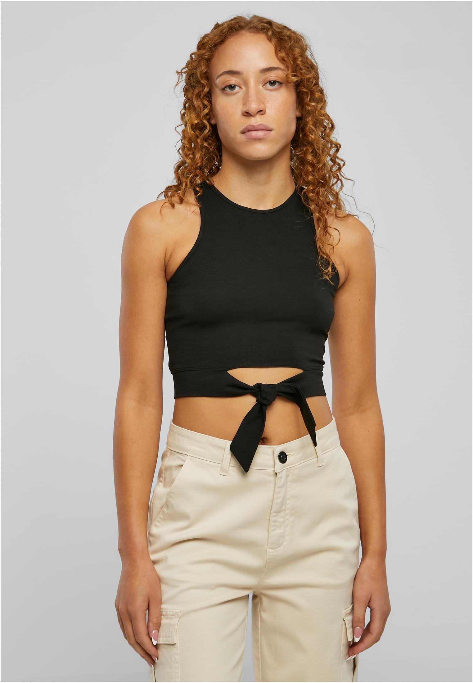 Ladies Cropped Knot Top | black