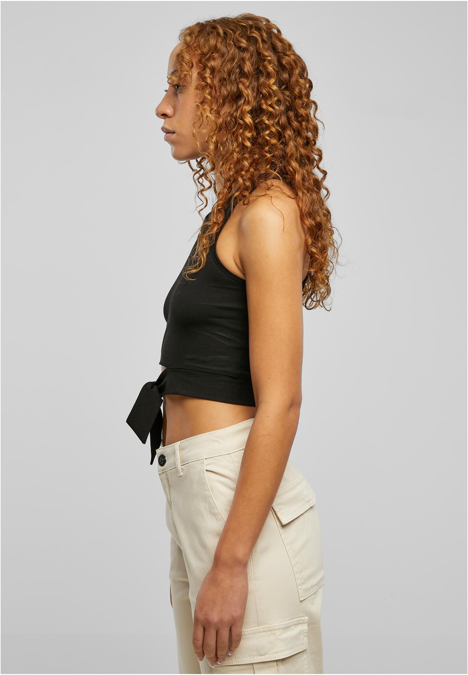 Ladies Cropped Knot Top | black