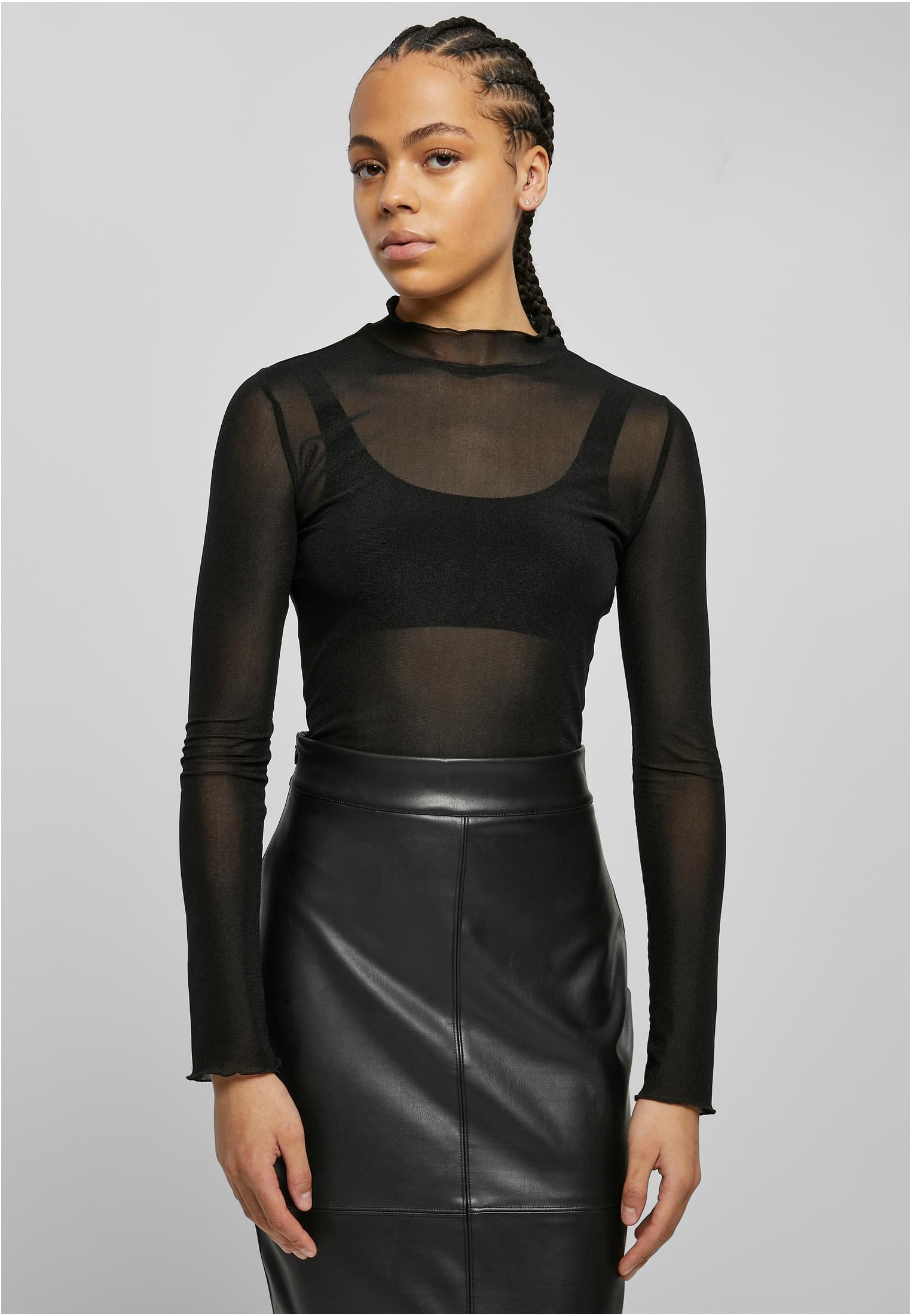 Ladies Mesh Turtleneck Body | black