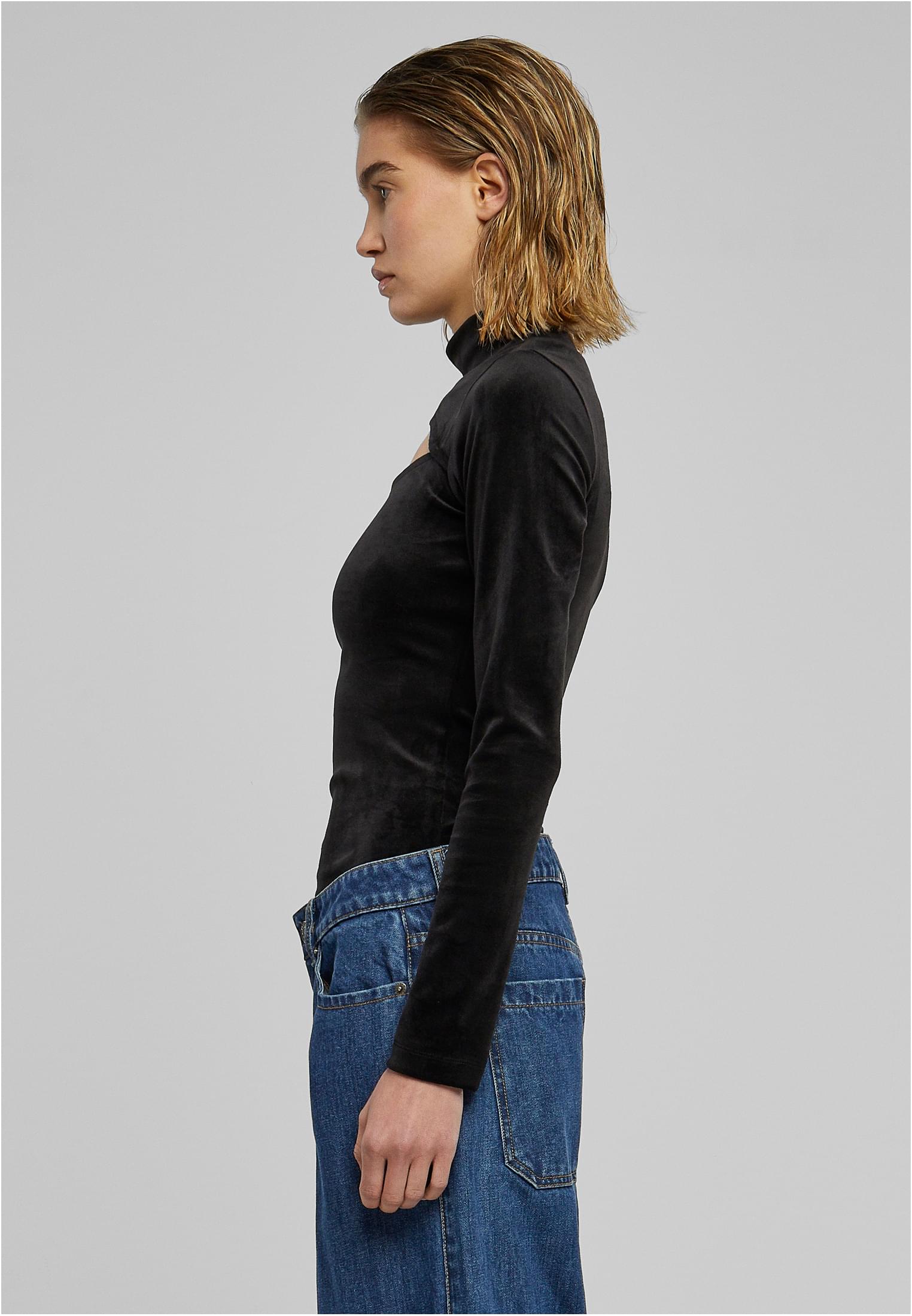 Ladies Velvet Cut-Out Turtleneck Body | black