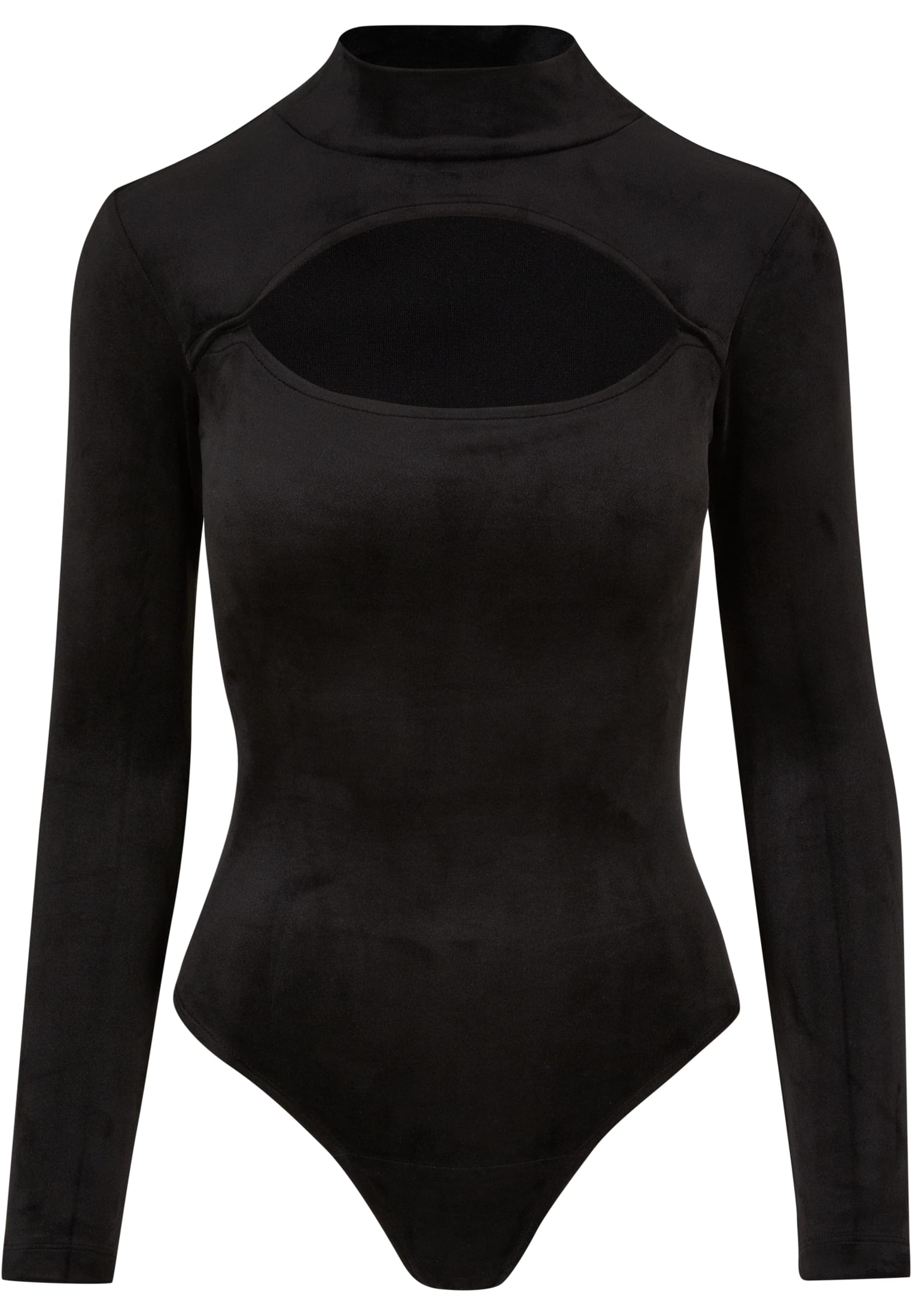 Ladies Velvet Cut-Out Turtleneck Body | black