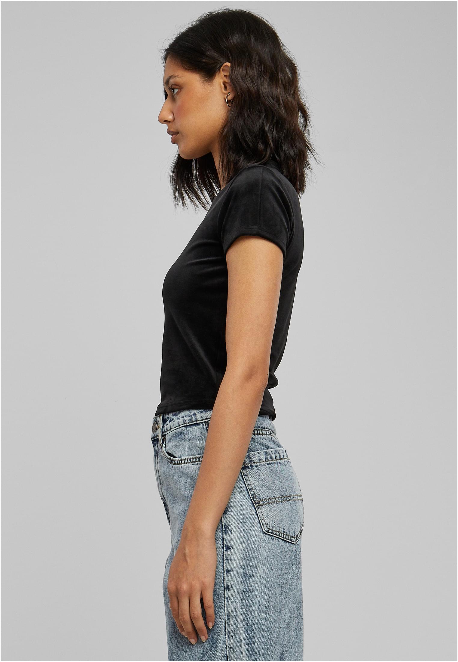 Ladies Short Velvet Tee | black