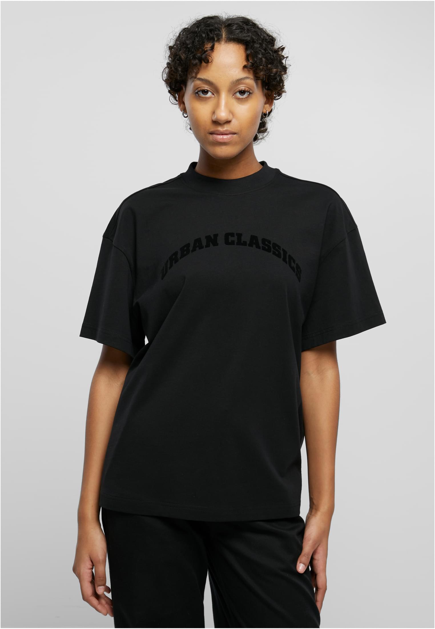 Ladies Oversized Flock Tee | black