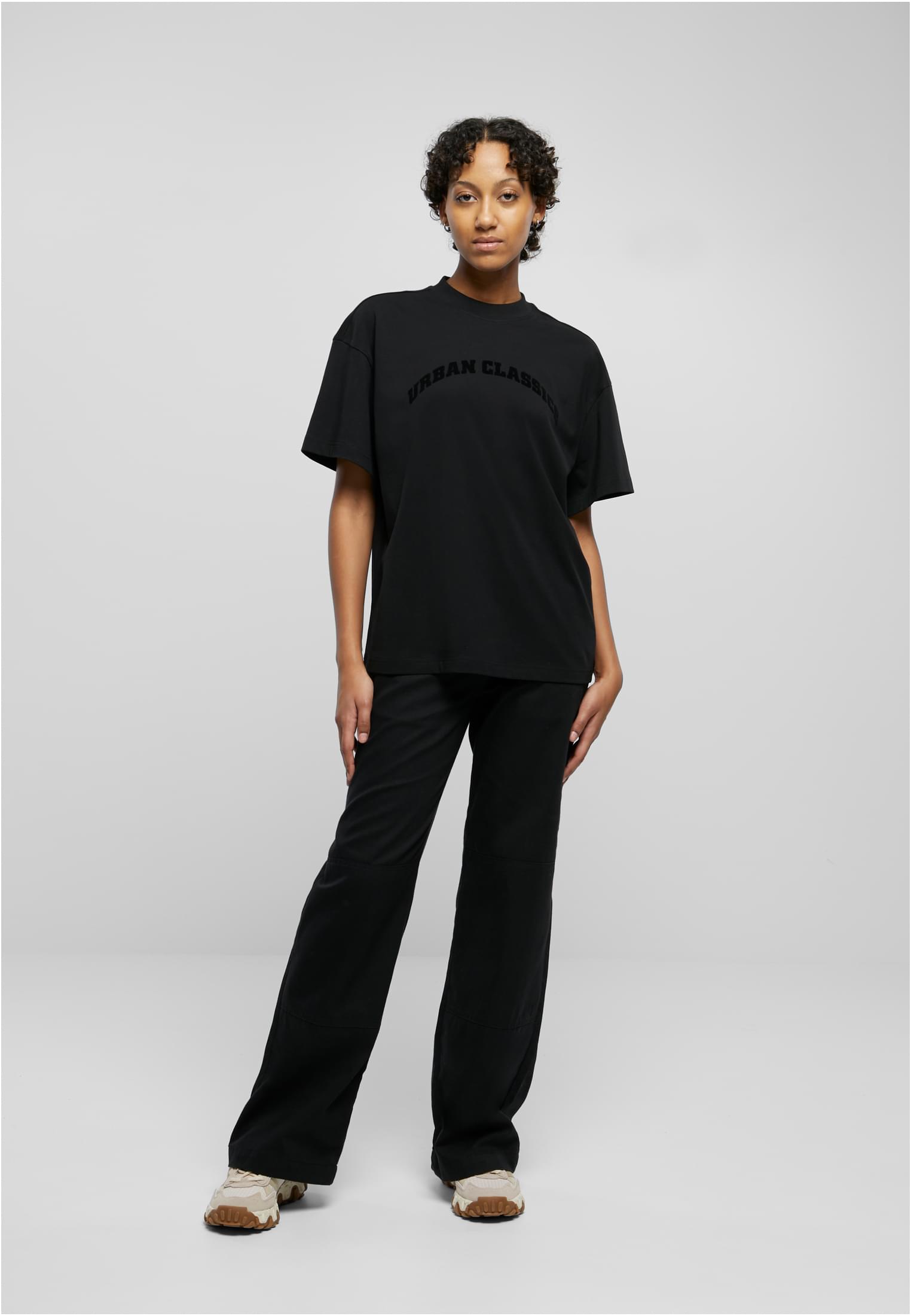 Ladies Oversized Flock Tee | black