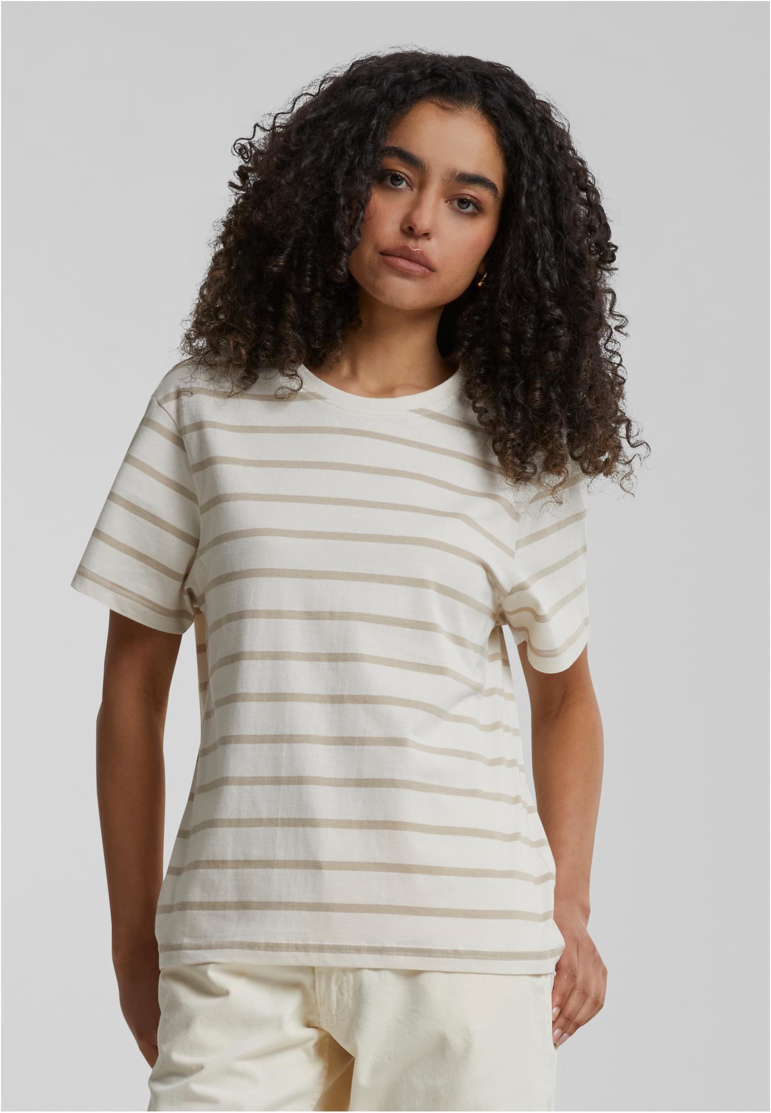 Ladies Striped Boxy Tee | wetsand/sand