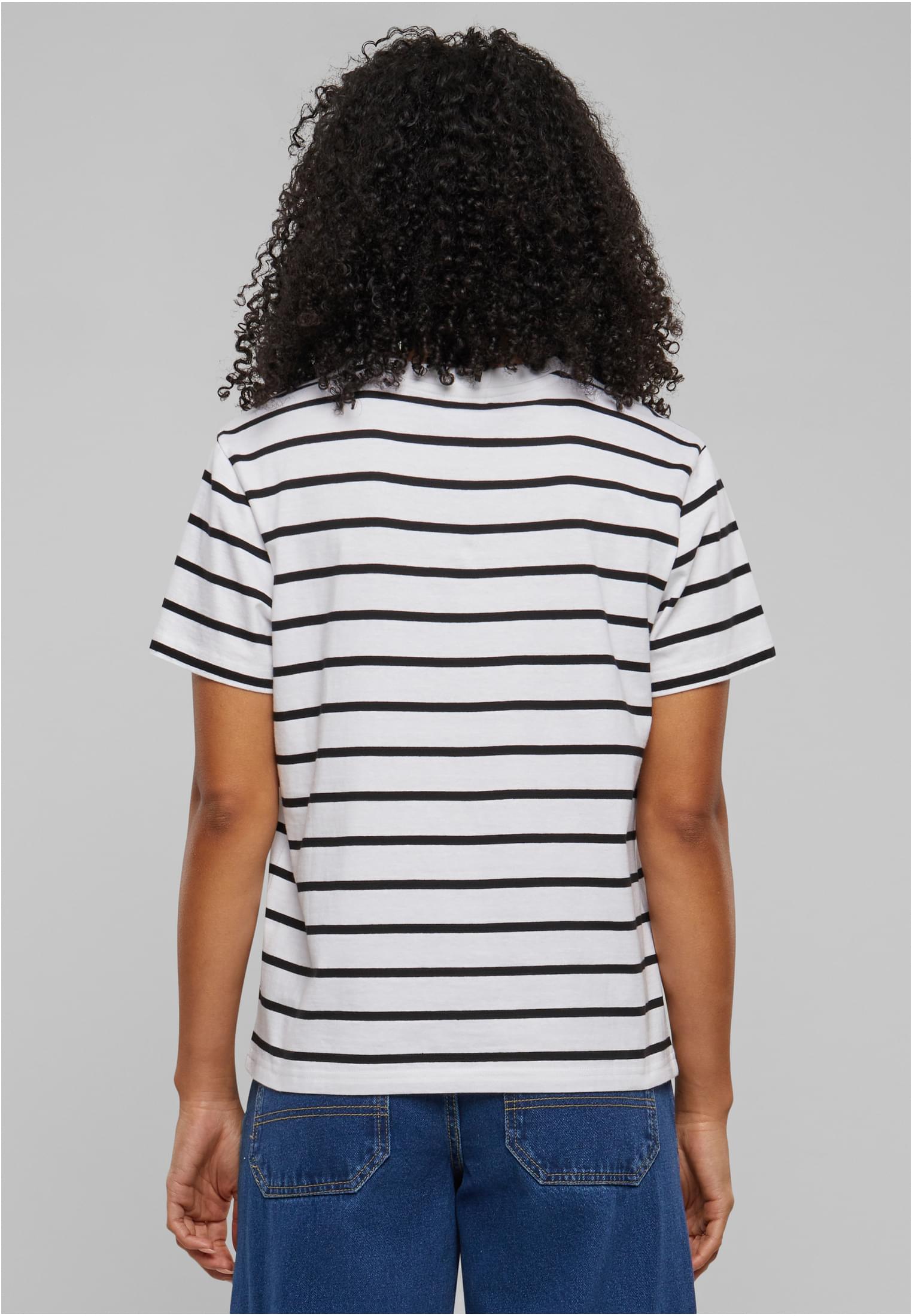 Ladies Striped Boxy Tee | black/white