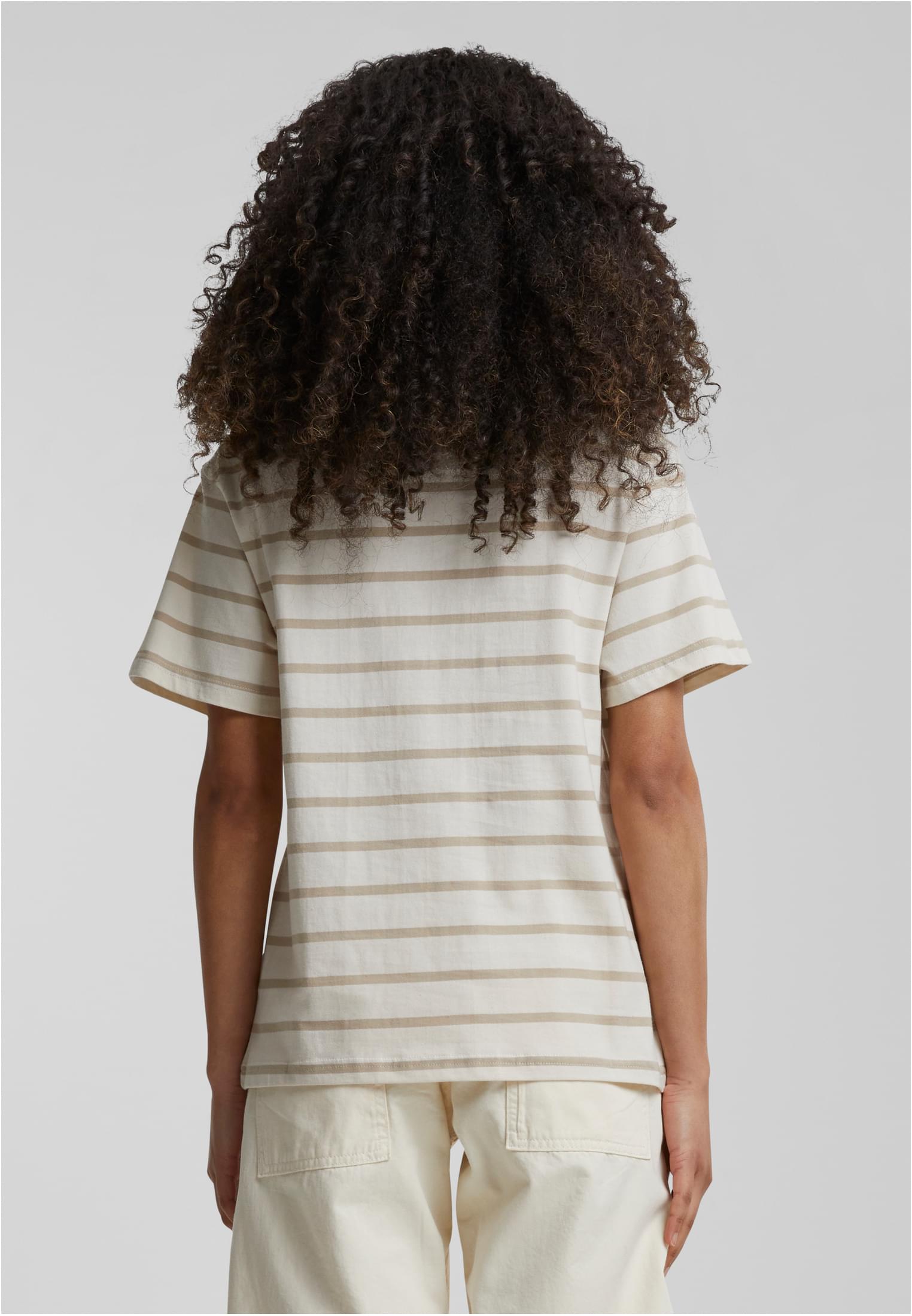 Ladies Striped Boxy Tee | wetsand/sand