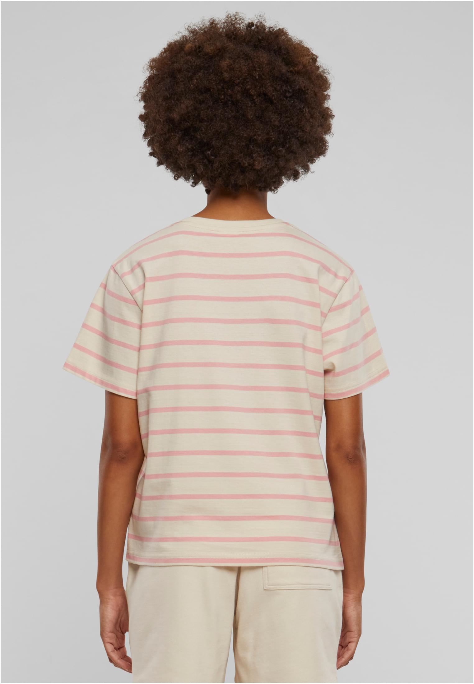 Ladies Striped Boxy Tee | lemonadepink/whitesand