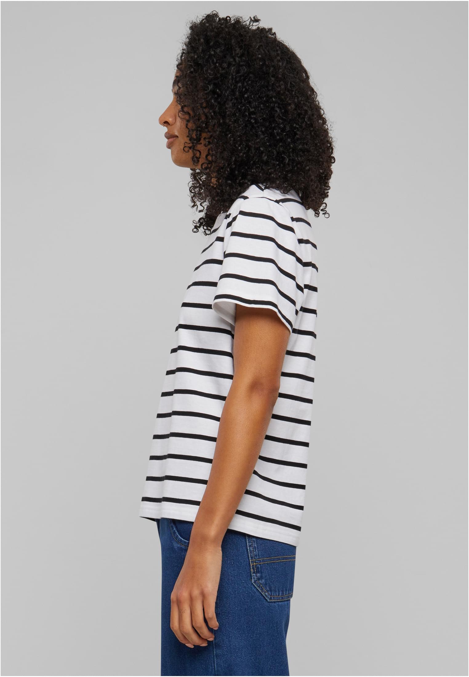 Ladies Striped Boxy Tee | black/white