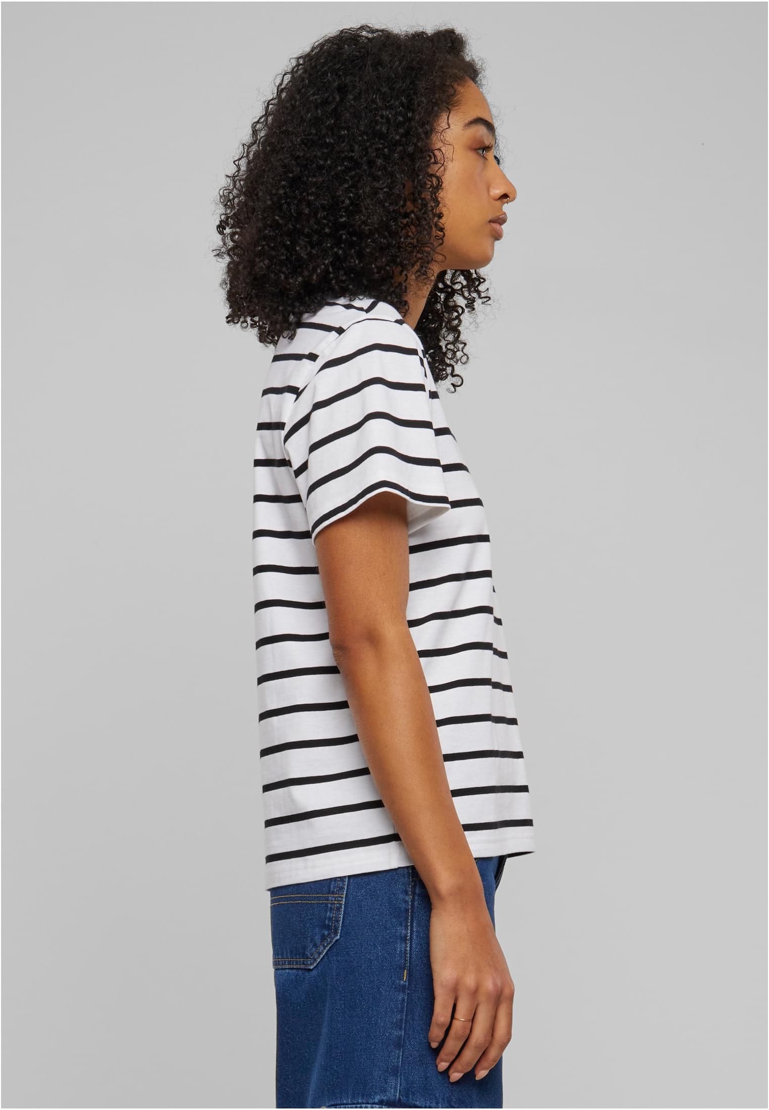 Ladies Striped Boxy Tee | black/white