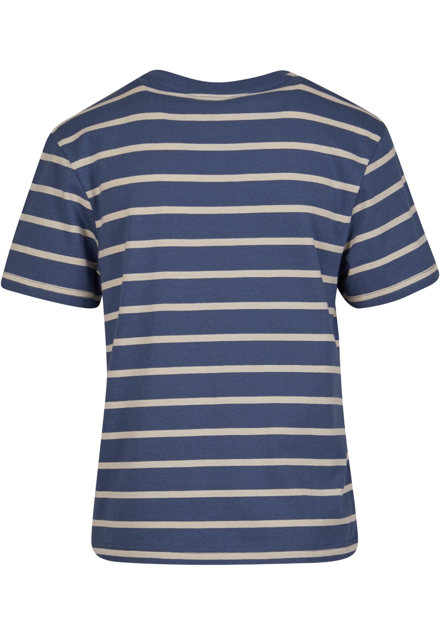 Ladies Striped Boxy Tee | whitesand/vintageblue