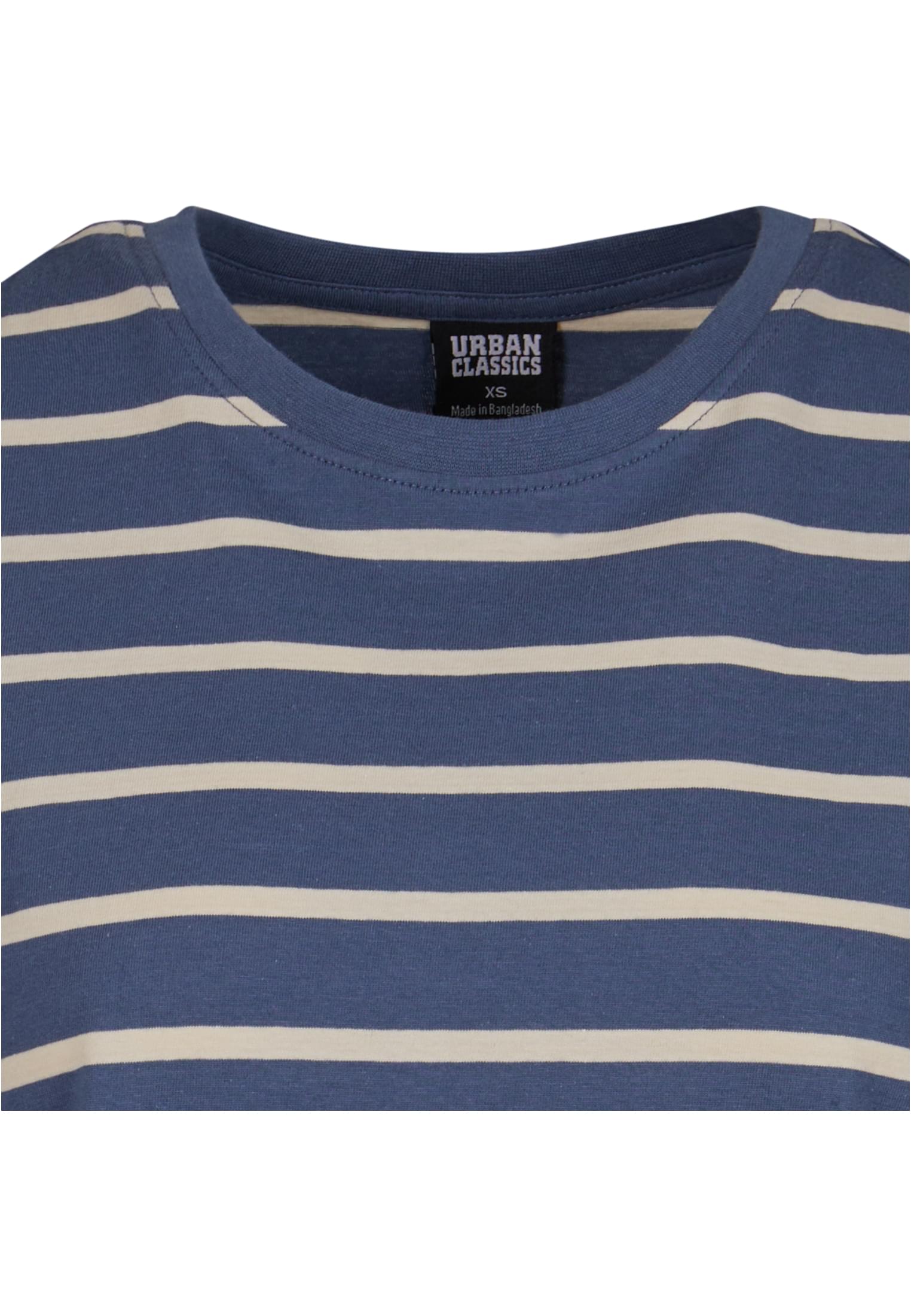 Ladies Striped Boxy Tee | whitesand/vintageblue