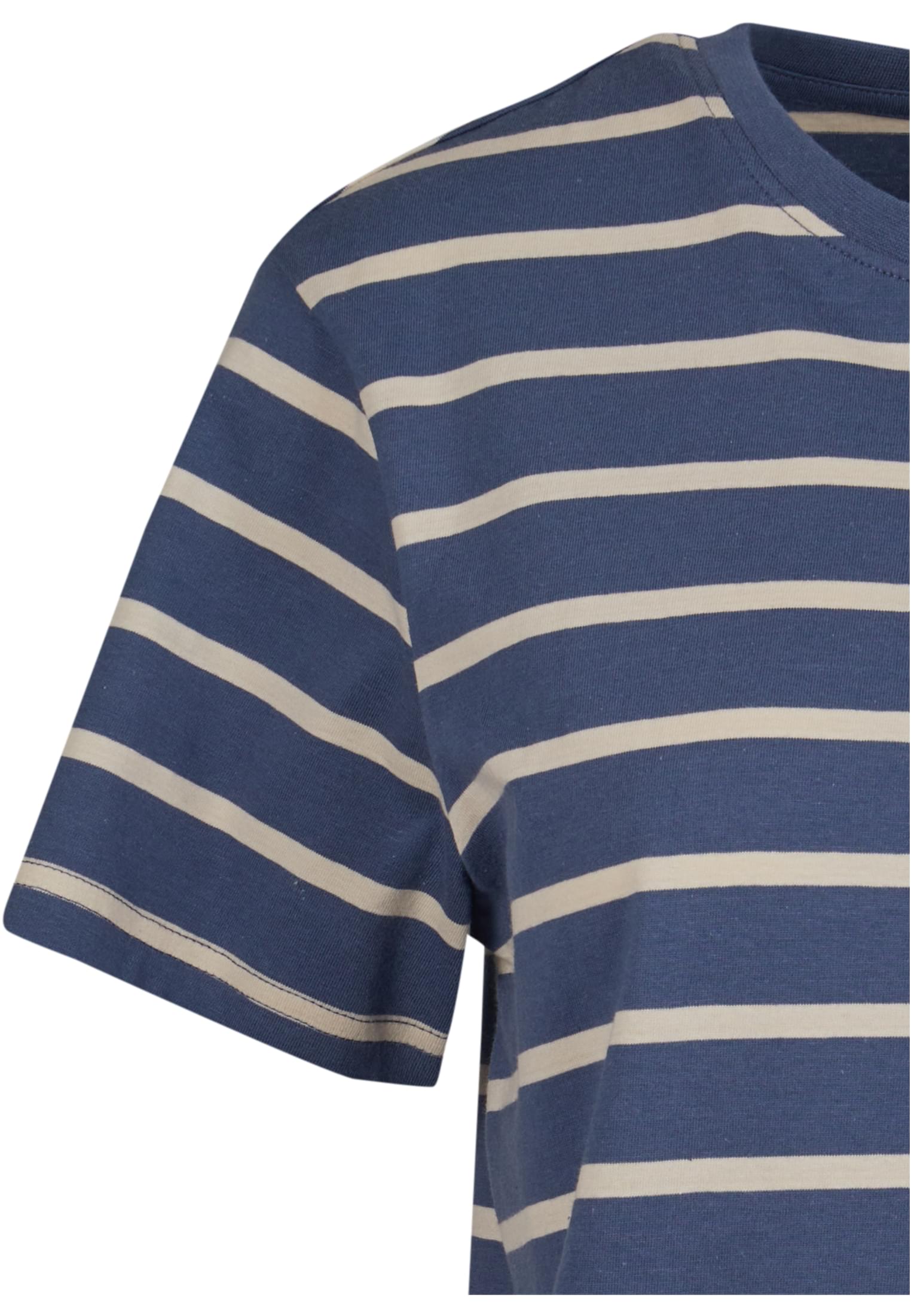 Ladies Striped Boxy Tee | whitesand/vintageblue