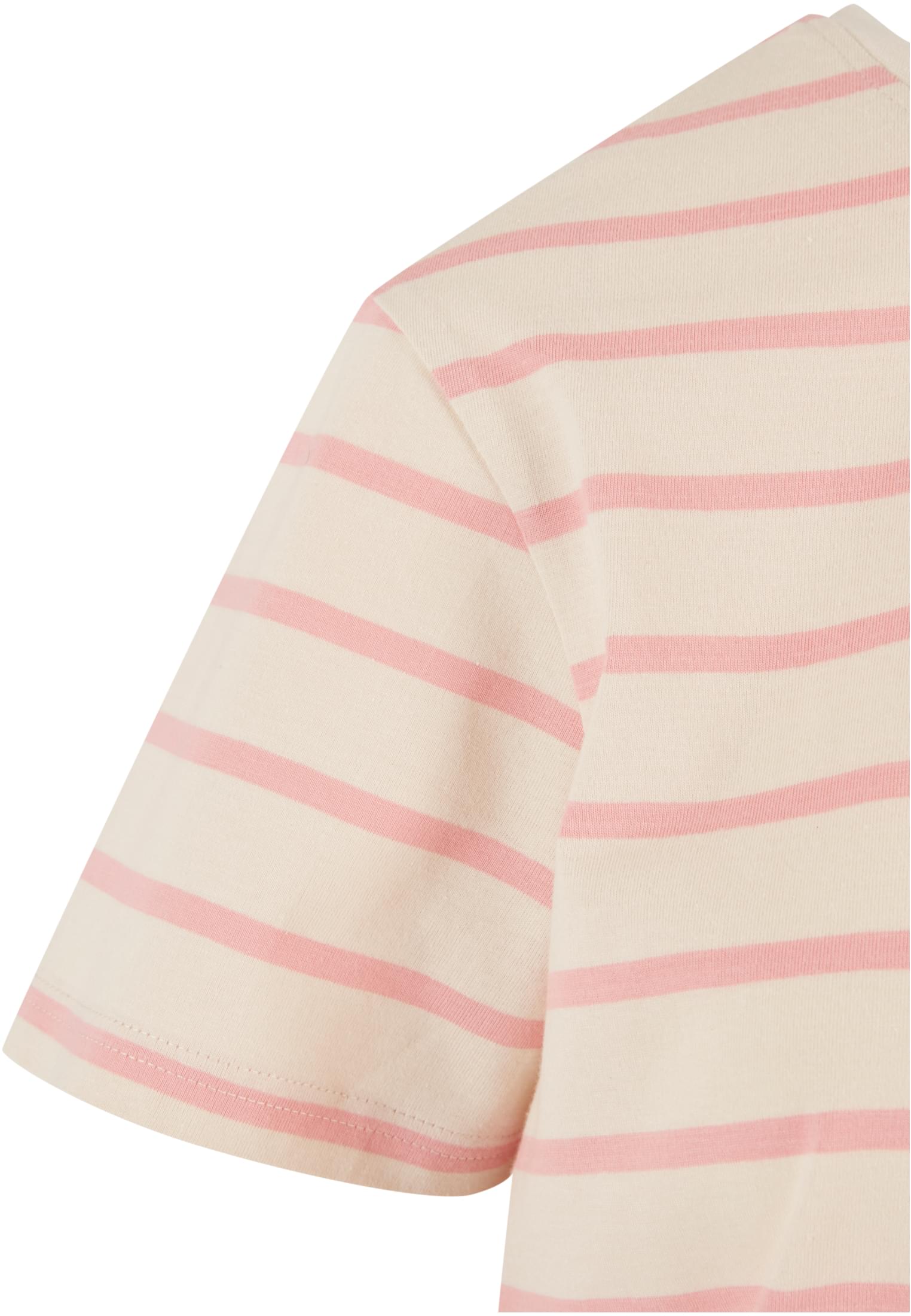 Ladies Striped Boxy Tee | lemonadepink/whitesand