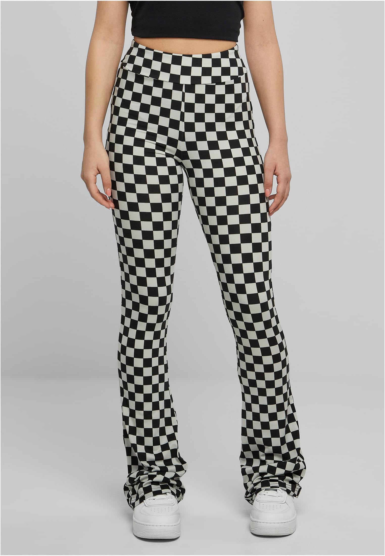 Ladies Checked Boot Cut Leggings | black/lightasphalt