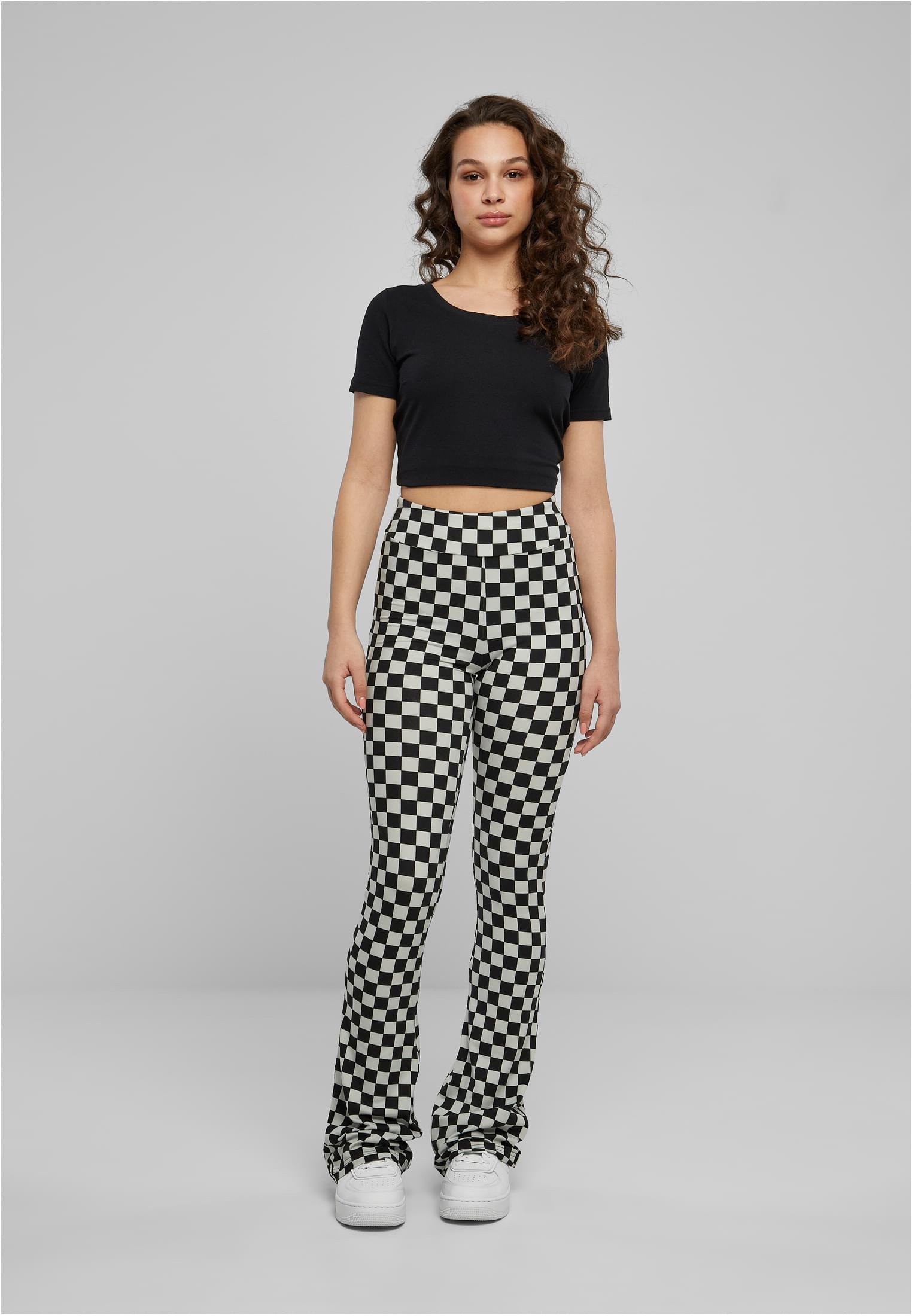 Ladies Checked Boot Cut Leggings | black/lightasphalt