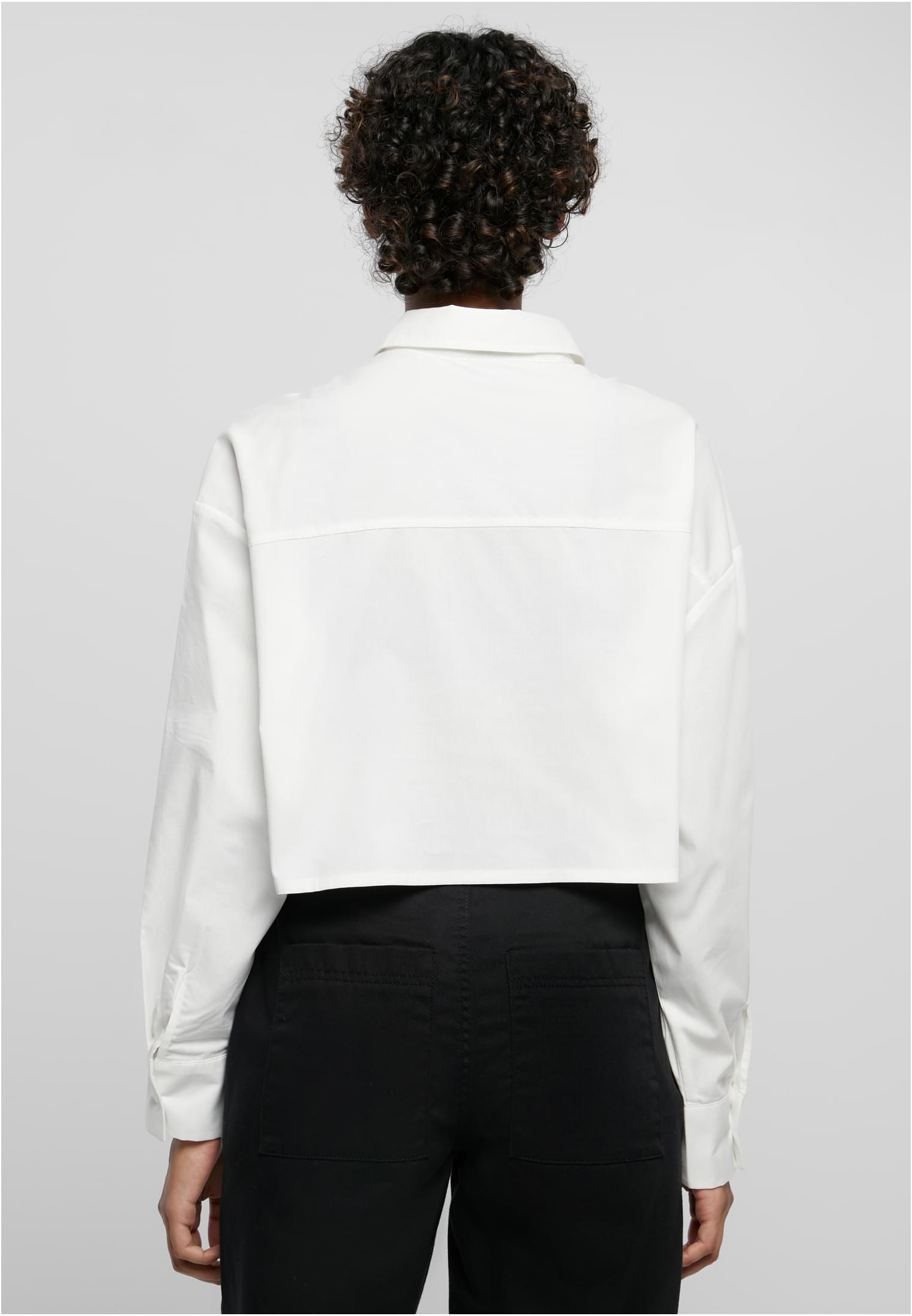 Ladies Cropped Oversized Blouse | white