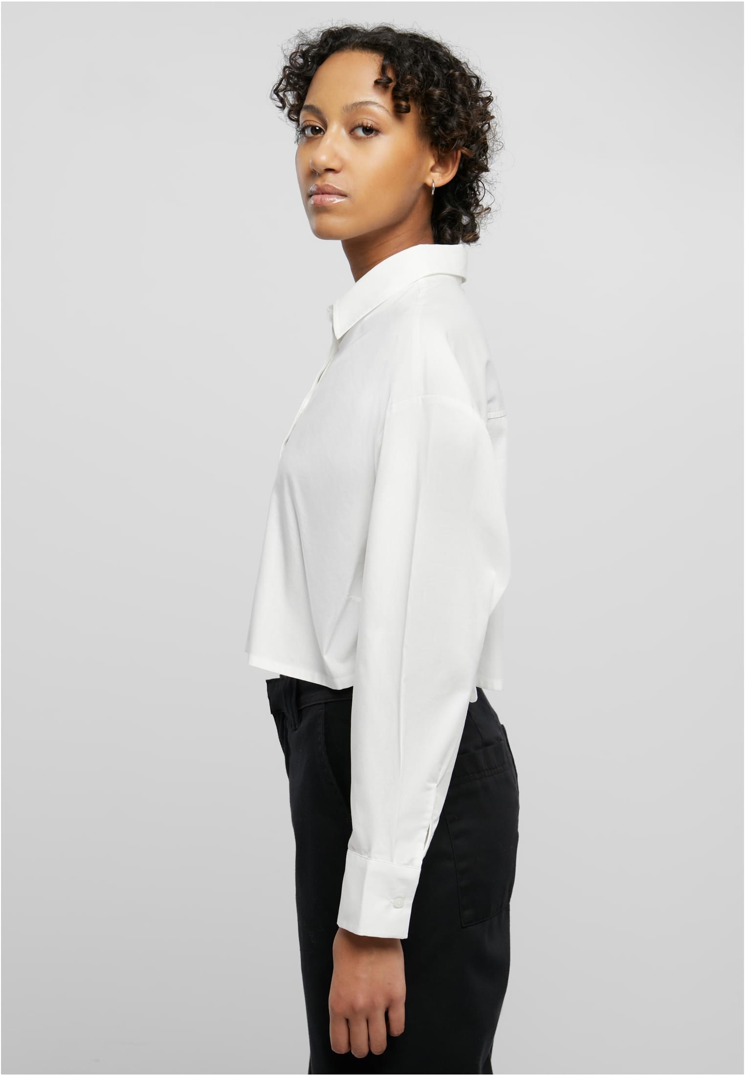 Ladies Cropped Oversized Blouse | white