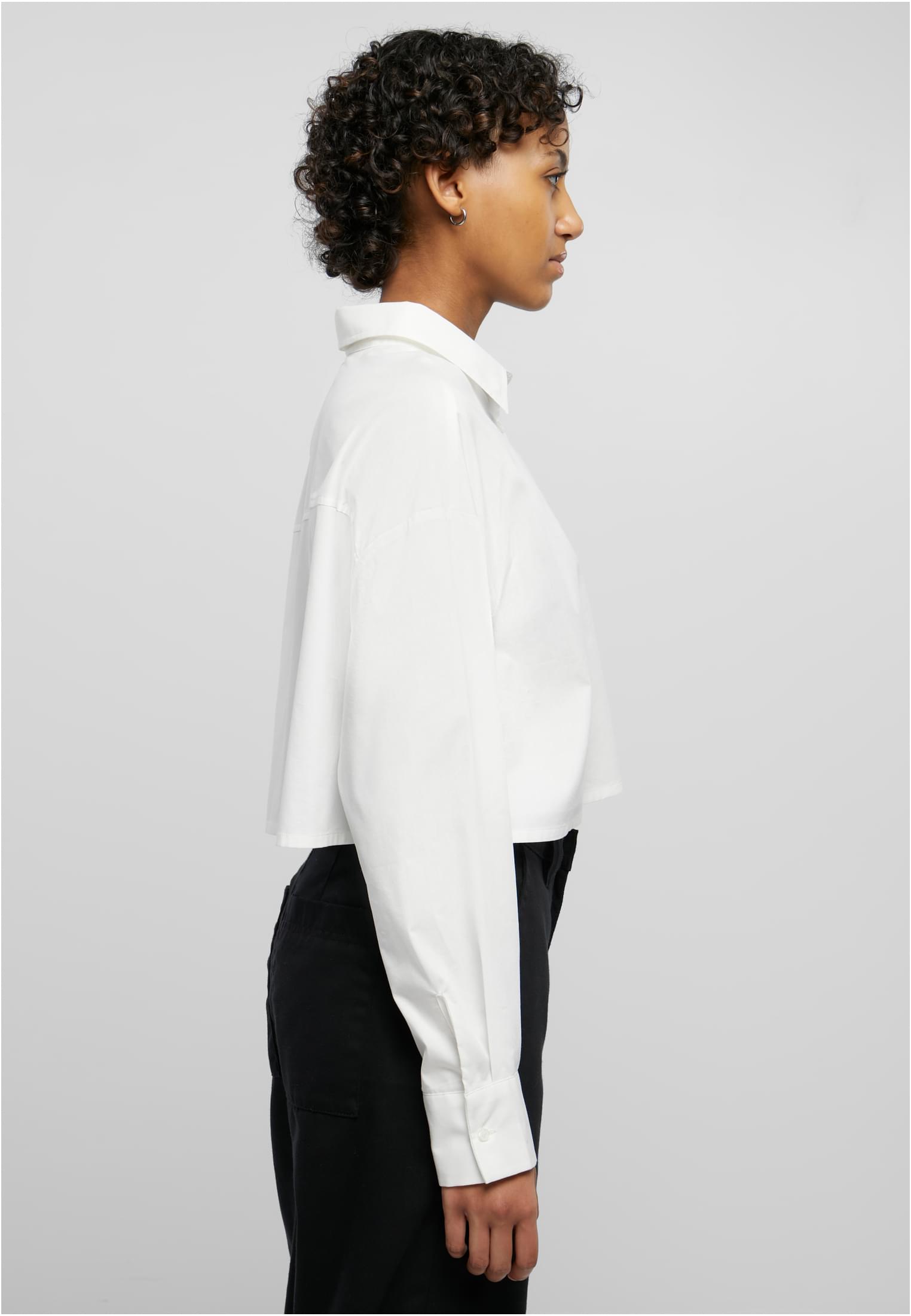 Ladies Cropped Oversized Blouse | white