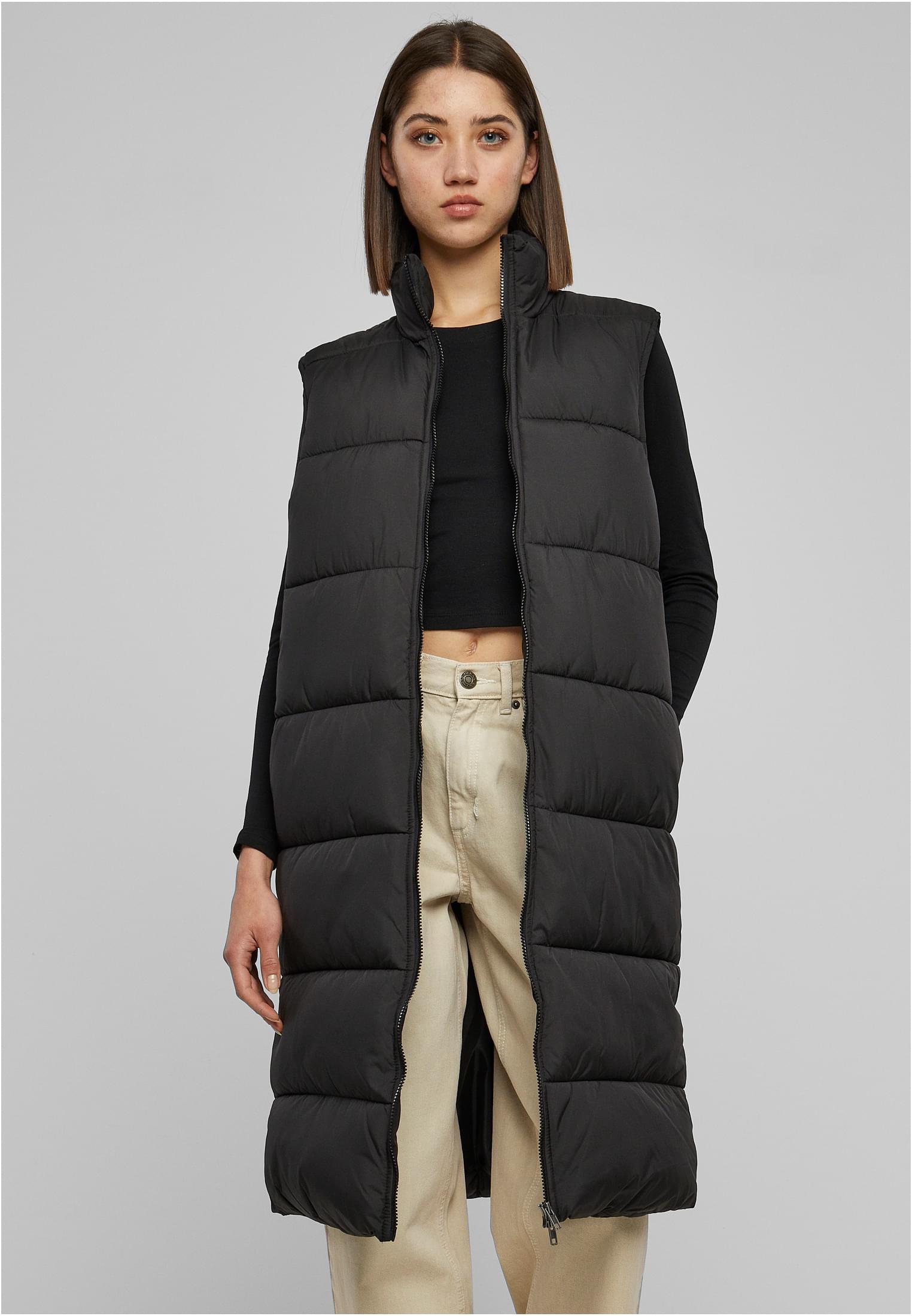 Ladies Long Puffer Vest | black