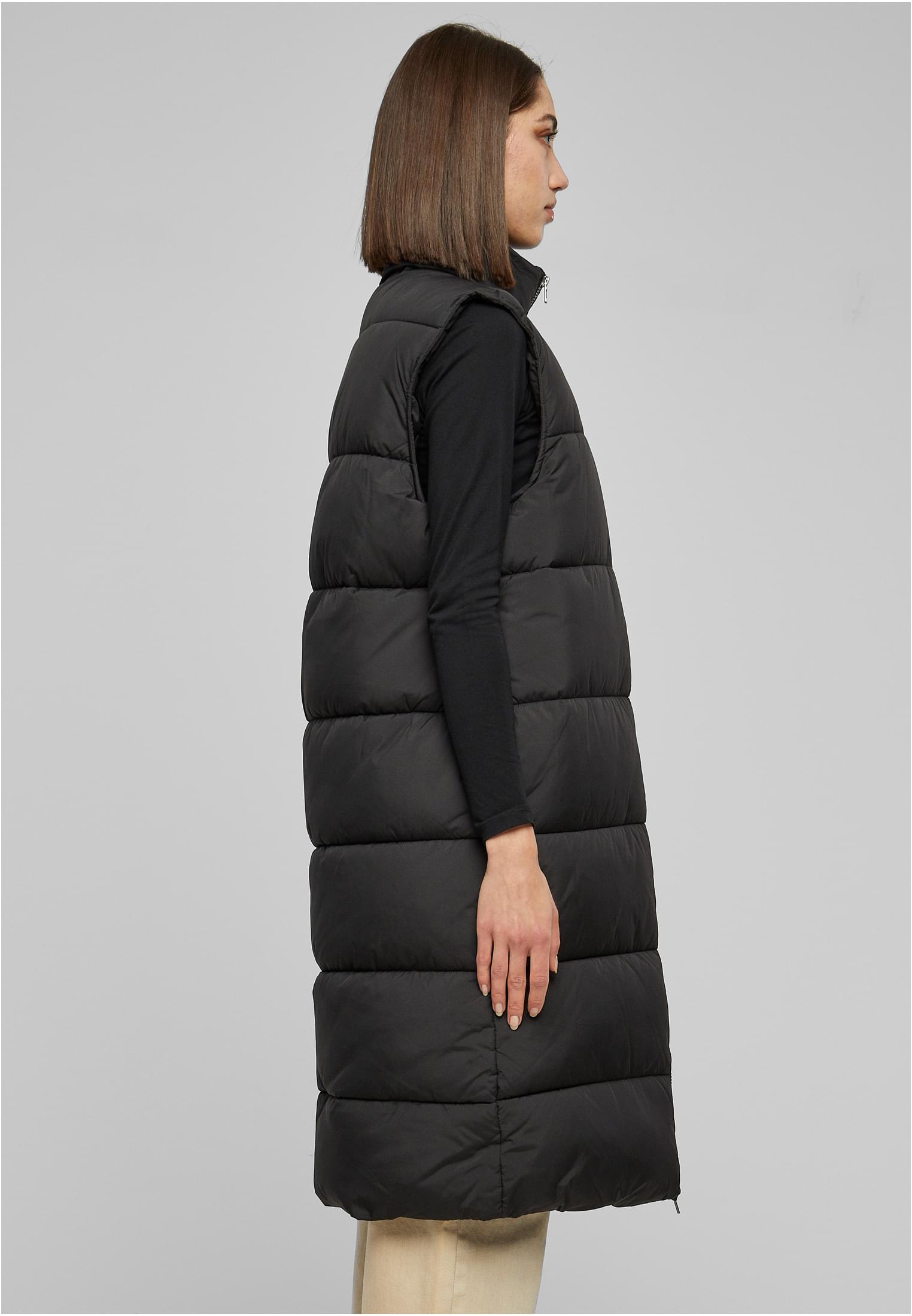 Ladies Long Puffer Vest | black