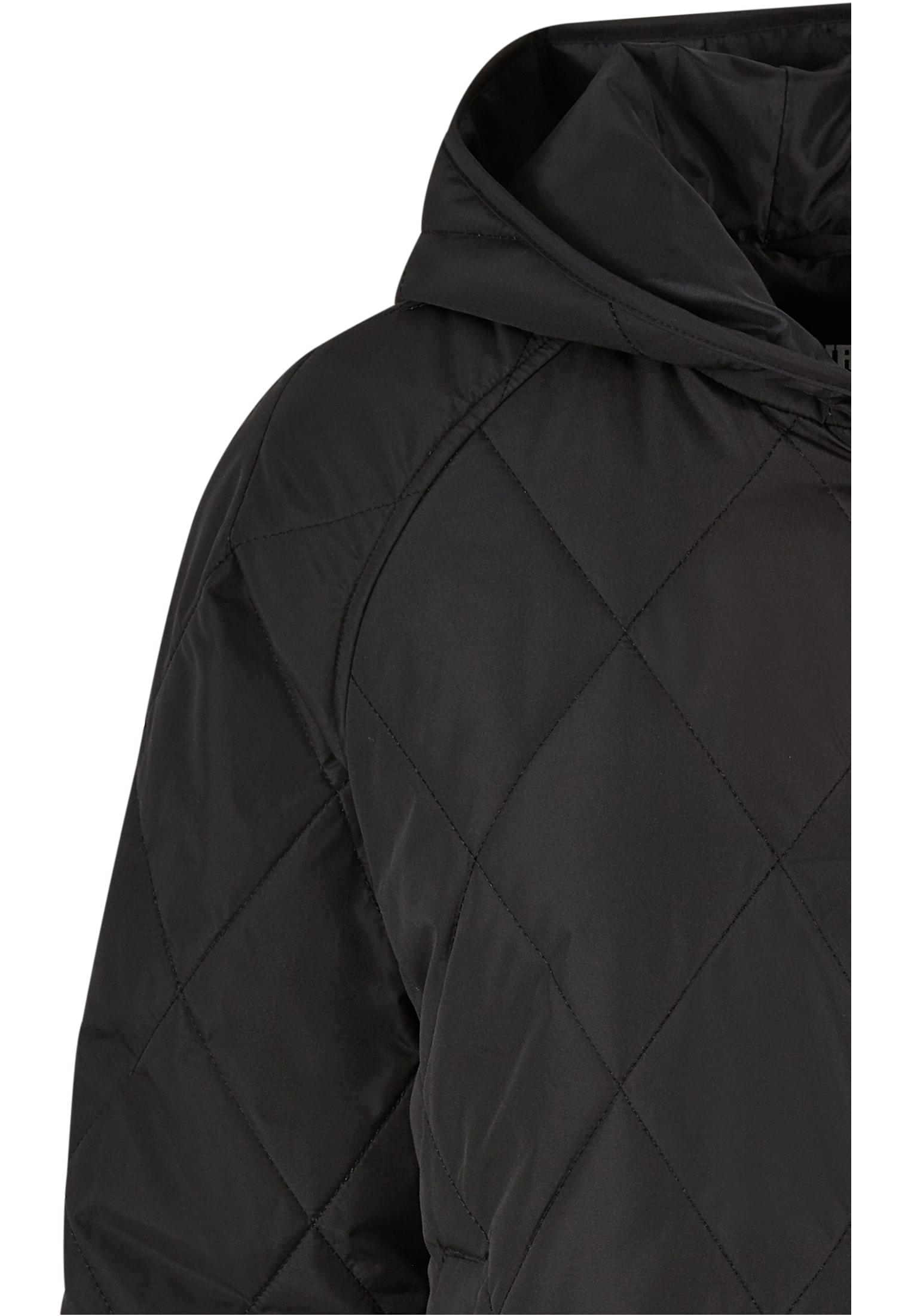 Ladies Oversized Diamond Quilted Hooded Jacket | black