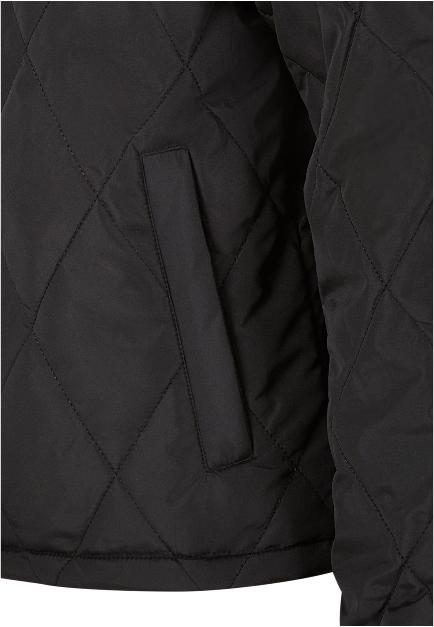 Ladies Oversized Diamond Quilted Hooded Jacket | black