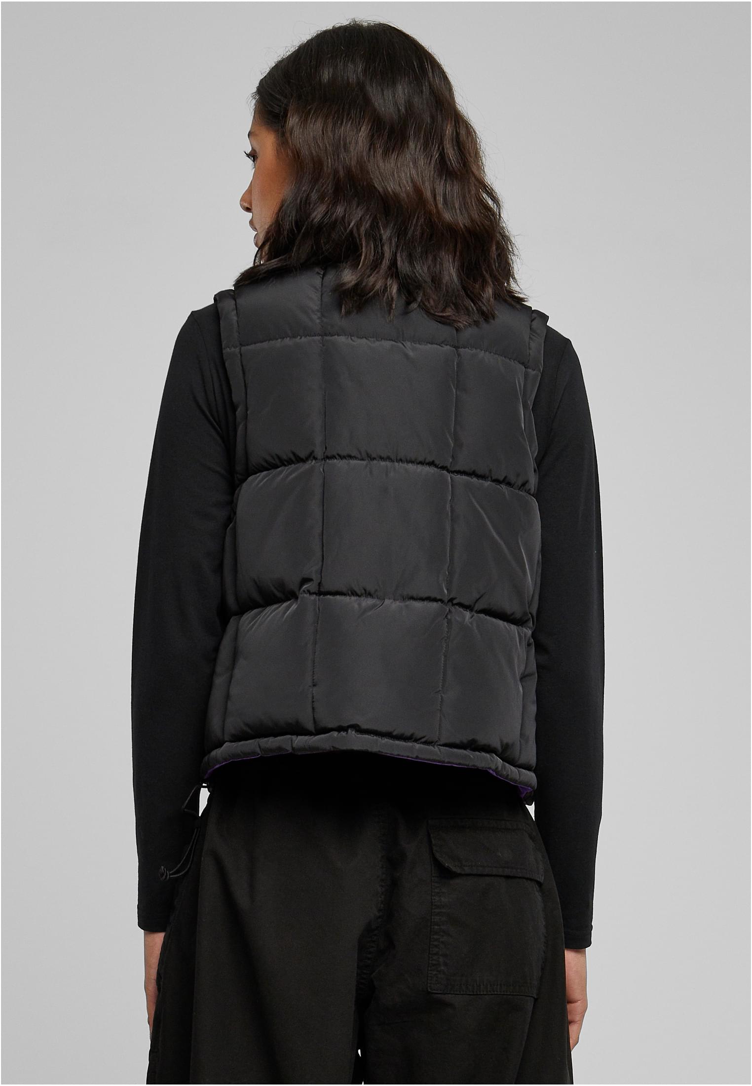 Ladies Reversible Cropped Puffer Vest | black/realviolet