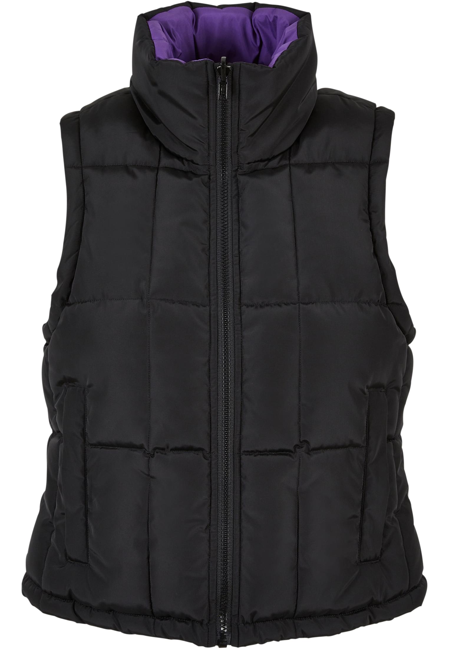 Ladies Reversible Cropped Puffer Vest | black/realviolet