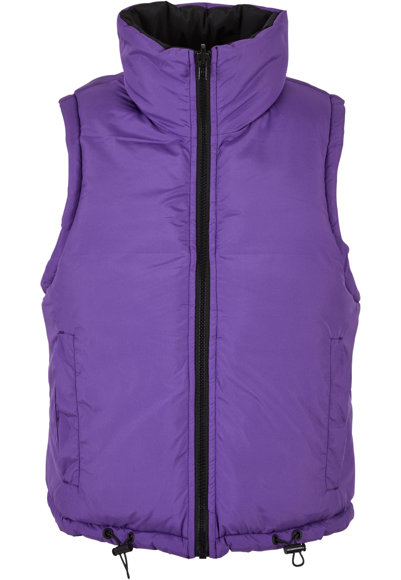 Ladies Reversible Cropped Puffer Vest | black/realviolet