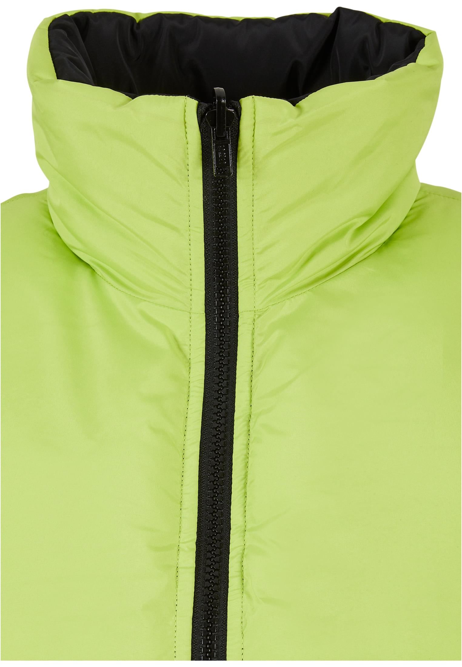 Ladies Reversible Cropped Puffer Vest | black/frozenyellow