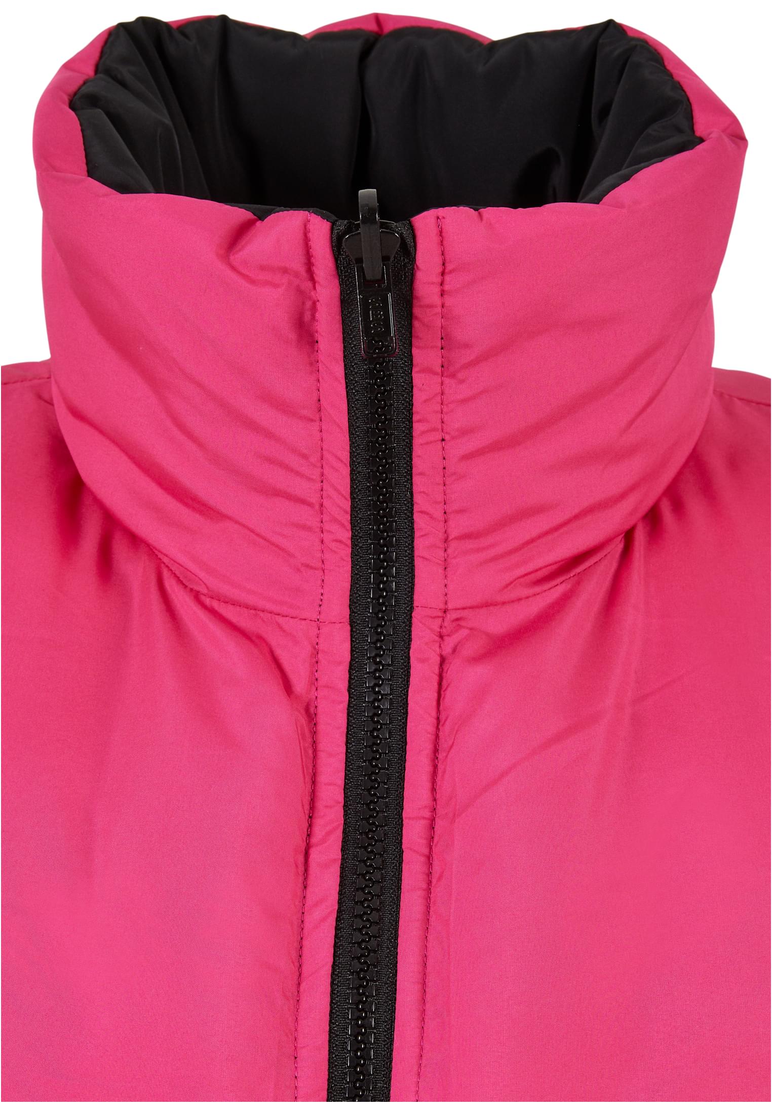 Ladies Reversible Cropped Puffer Vest | black/fuchsia