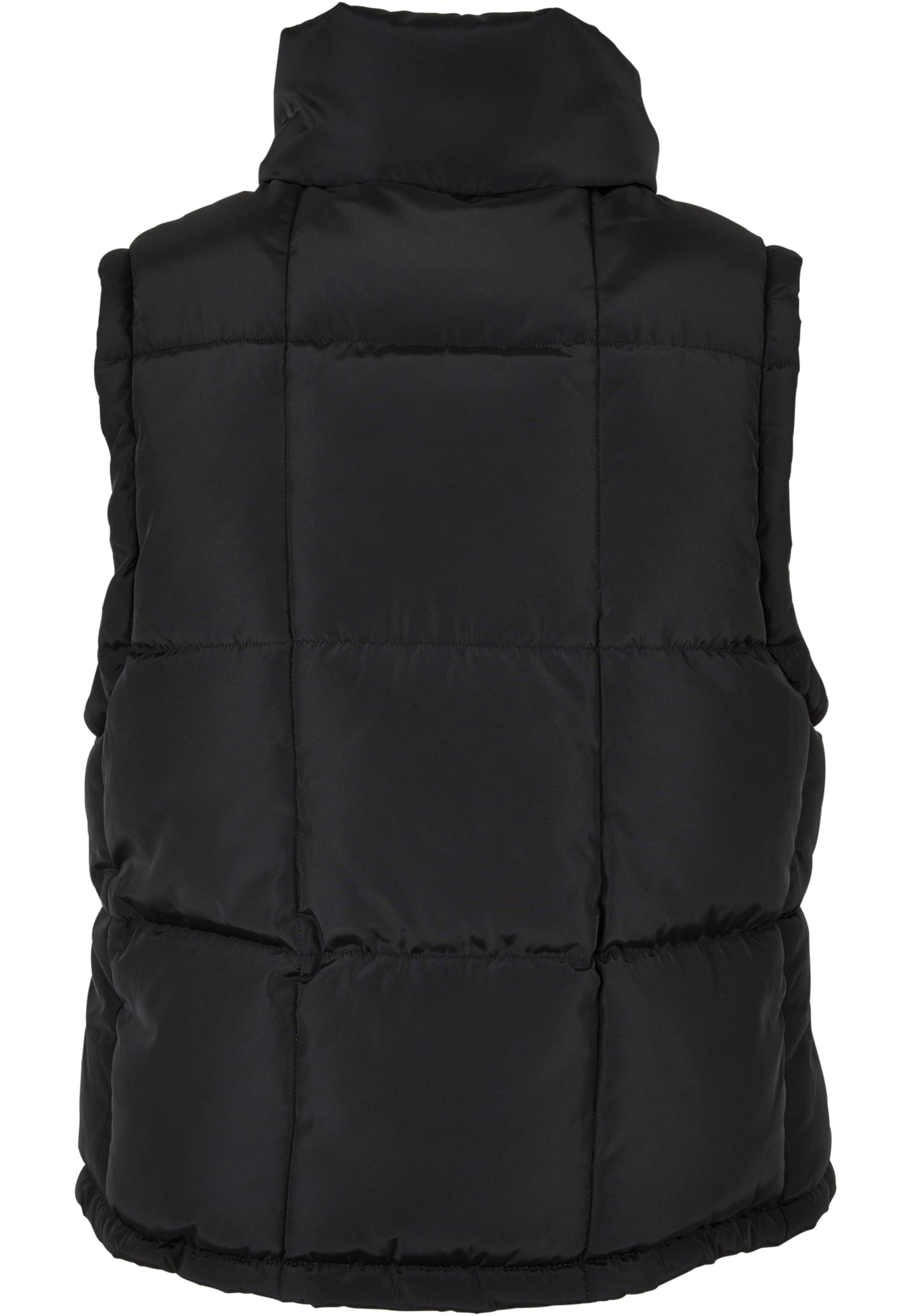 Ladies Reversible Cropped Puffer Vest | black/frozenyellow