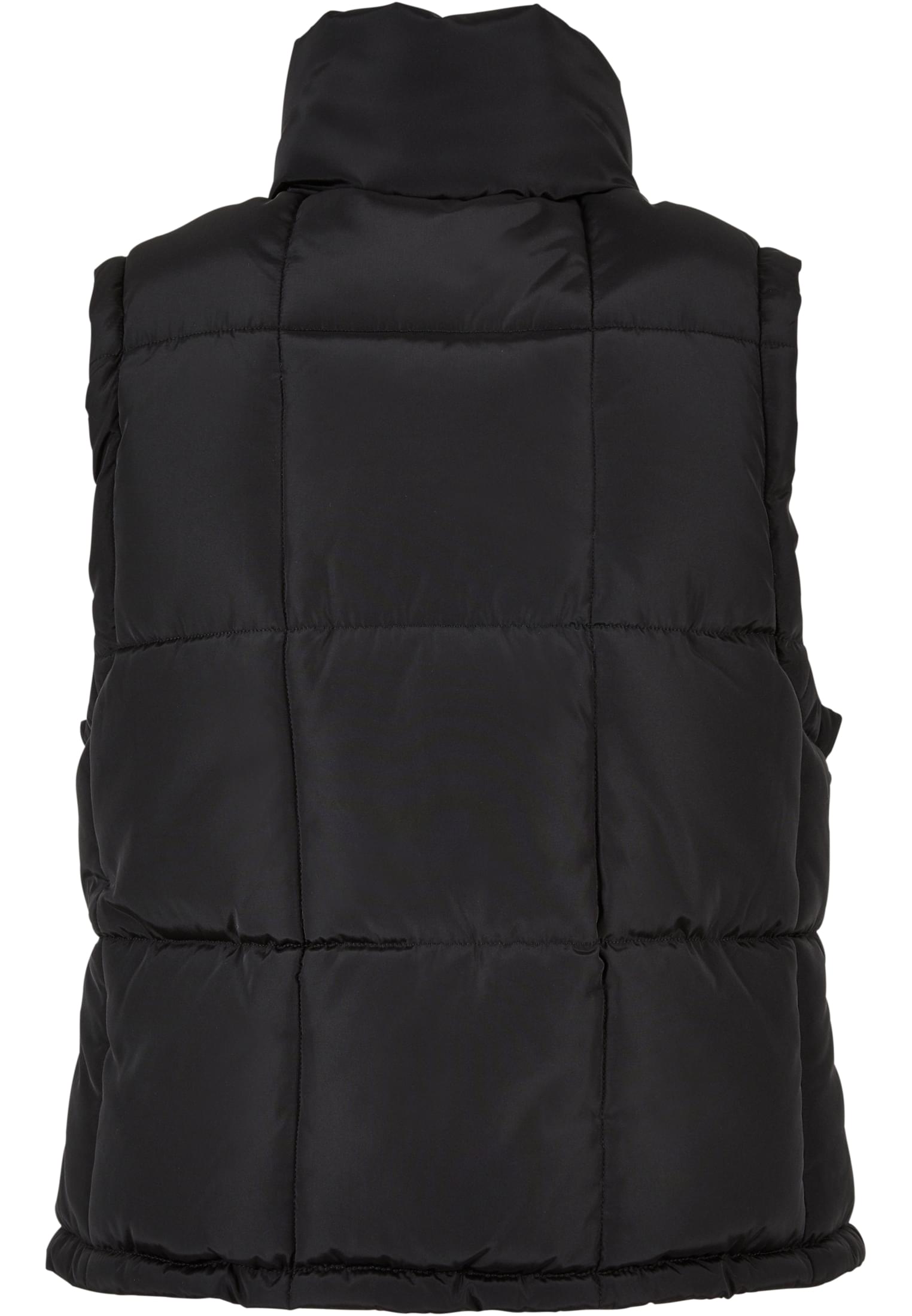 Ladies Reversible Cropped Puffer Vest | black/fuchsia