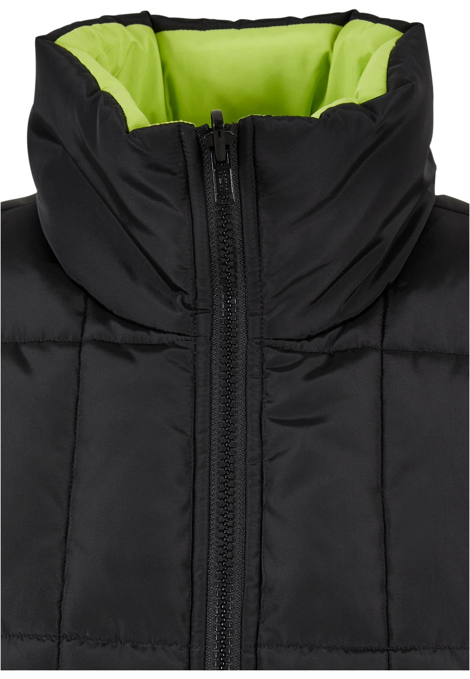 Ladies Reversible Cropped Puffer Vest | black/frozenyellow